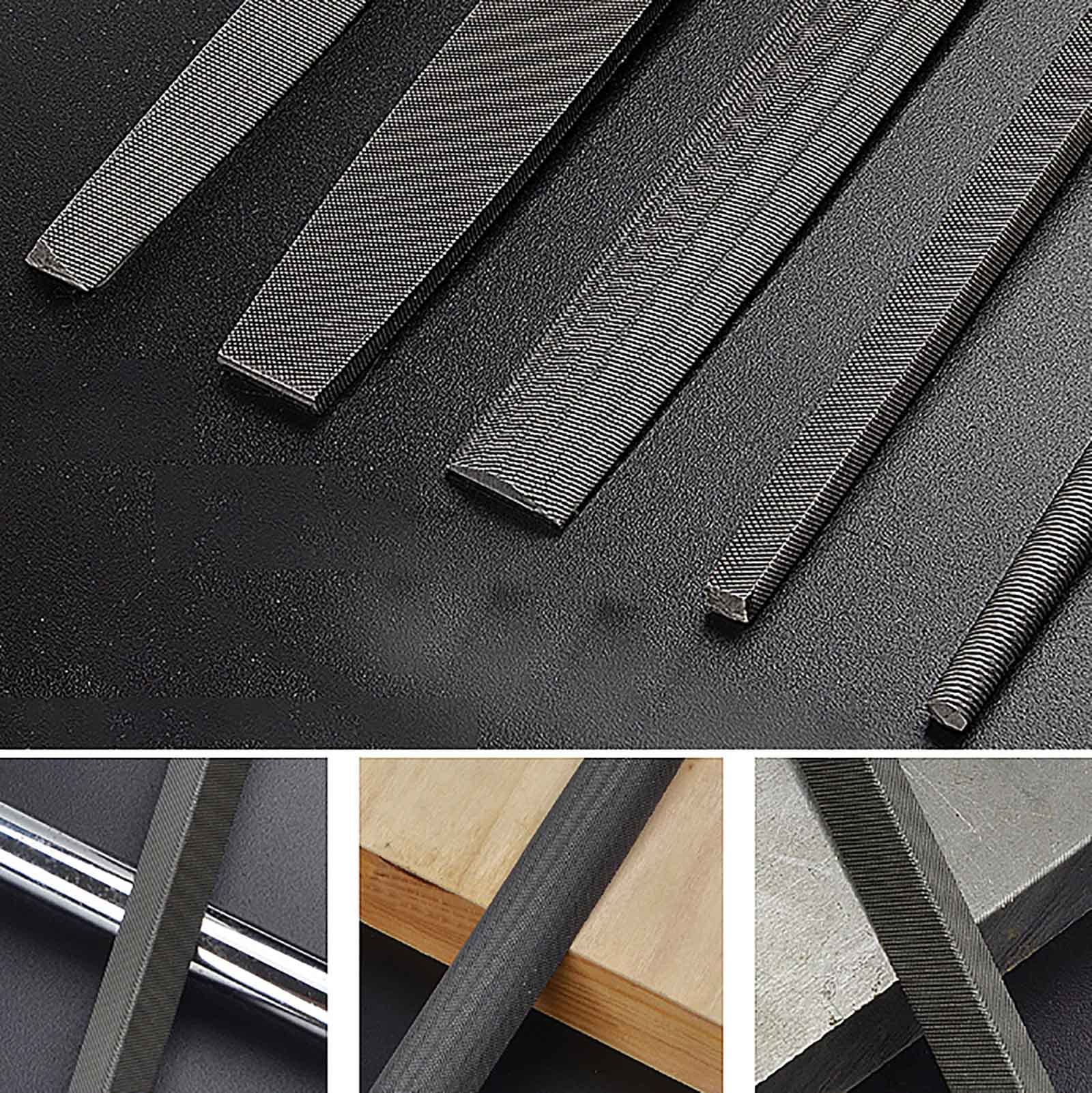 Juegos de herramientas manuales, juego de limas manuales de 5 piezas, juego de escofina de madera con asas manuales Juego de limas de metal for metal, plástico, cuero, joyería, madera, vidrio(Size:360