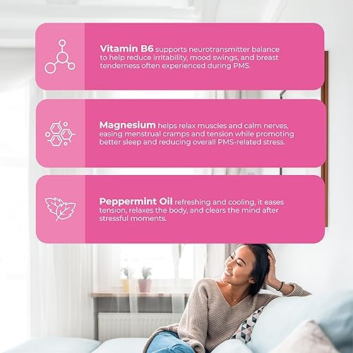 Miniatura 6 de Nu Bloom PMS Spray oral  Alivio de acción rápida para hinchazón, calambres y fatiga con nano cáñamo, vitamina B6, magnesio, 0.3 fl oz (20