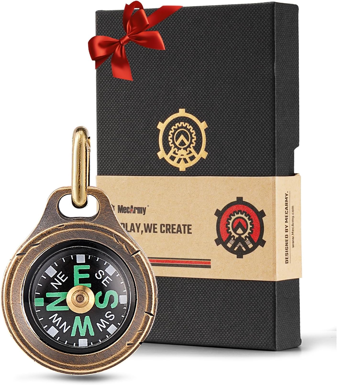 MecArmy Mini Titanium/Brass Compass, Waterproof IPX5 Pocket Compass for Hiking & Survival, Keychain & Necklace Gifts for Men & Women, Ideal Graduation & Outdoor Adventure Present