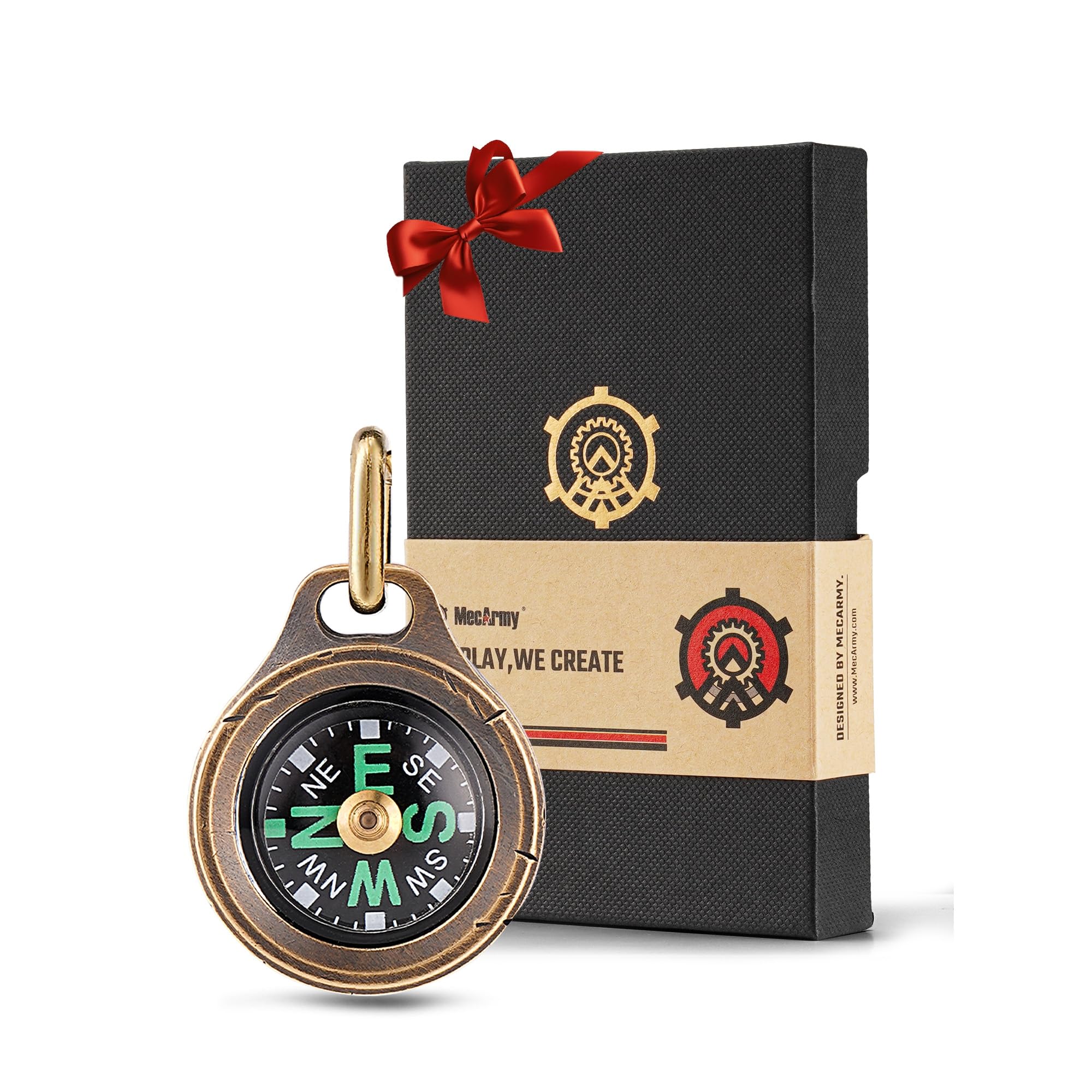 MecArmy Mini Titanium/Brass Compass, Waterproof IPX5 Pocket Compass for Hiking & Survival, Keychain & Necklace Gifts for Men & Women, Ideal Graduation & Outdoor Adventure Present