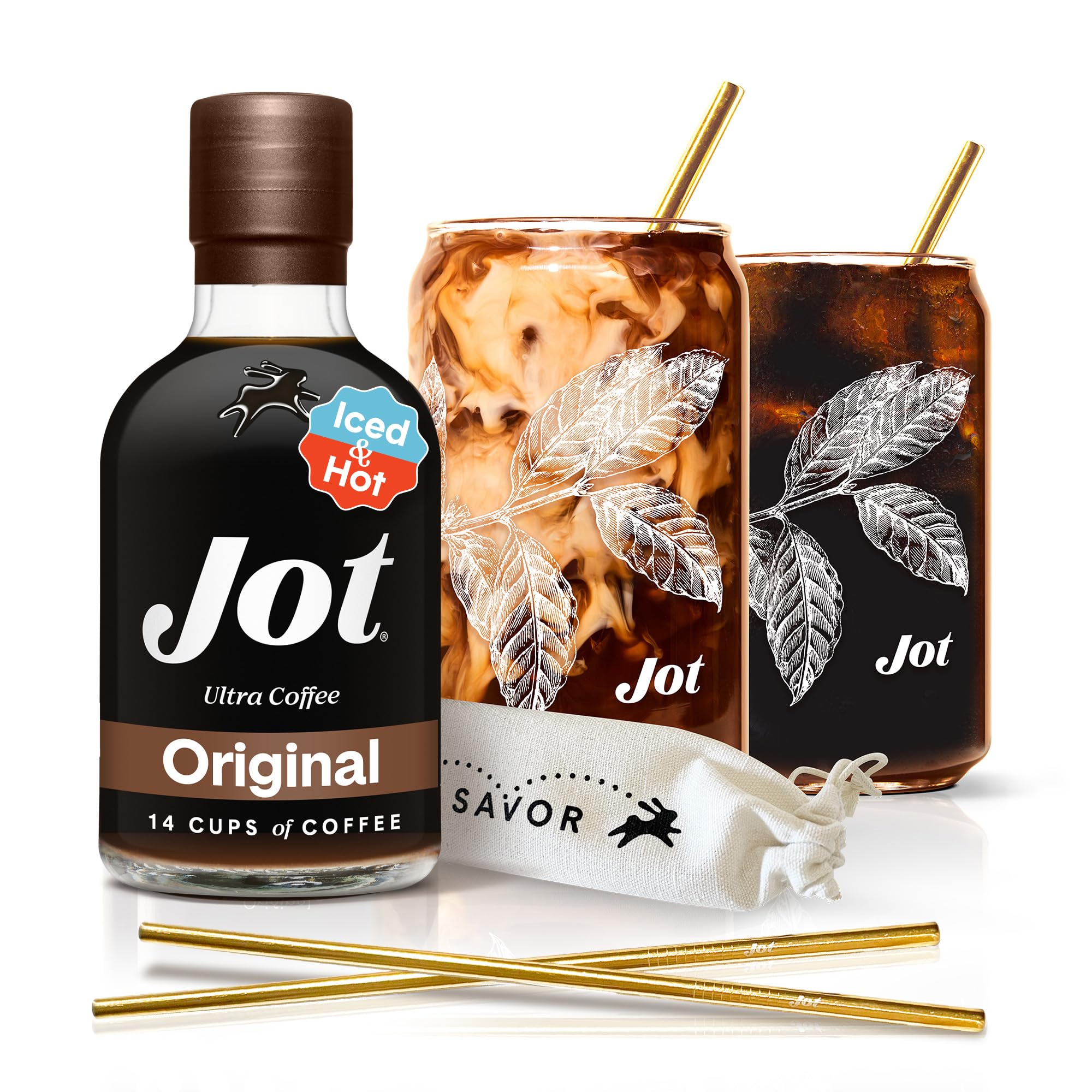 Jot Coffee Concentrate (Gift Set) High Caffeine Cold Brew Coffee Concentrate Liquid for Iced Coffees, Instant Espresso, Hot or Cold Instant Coffees -