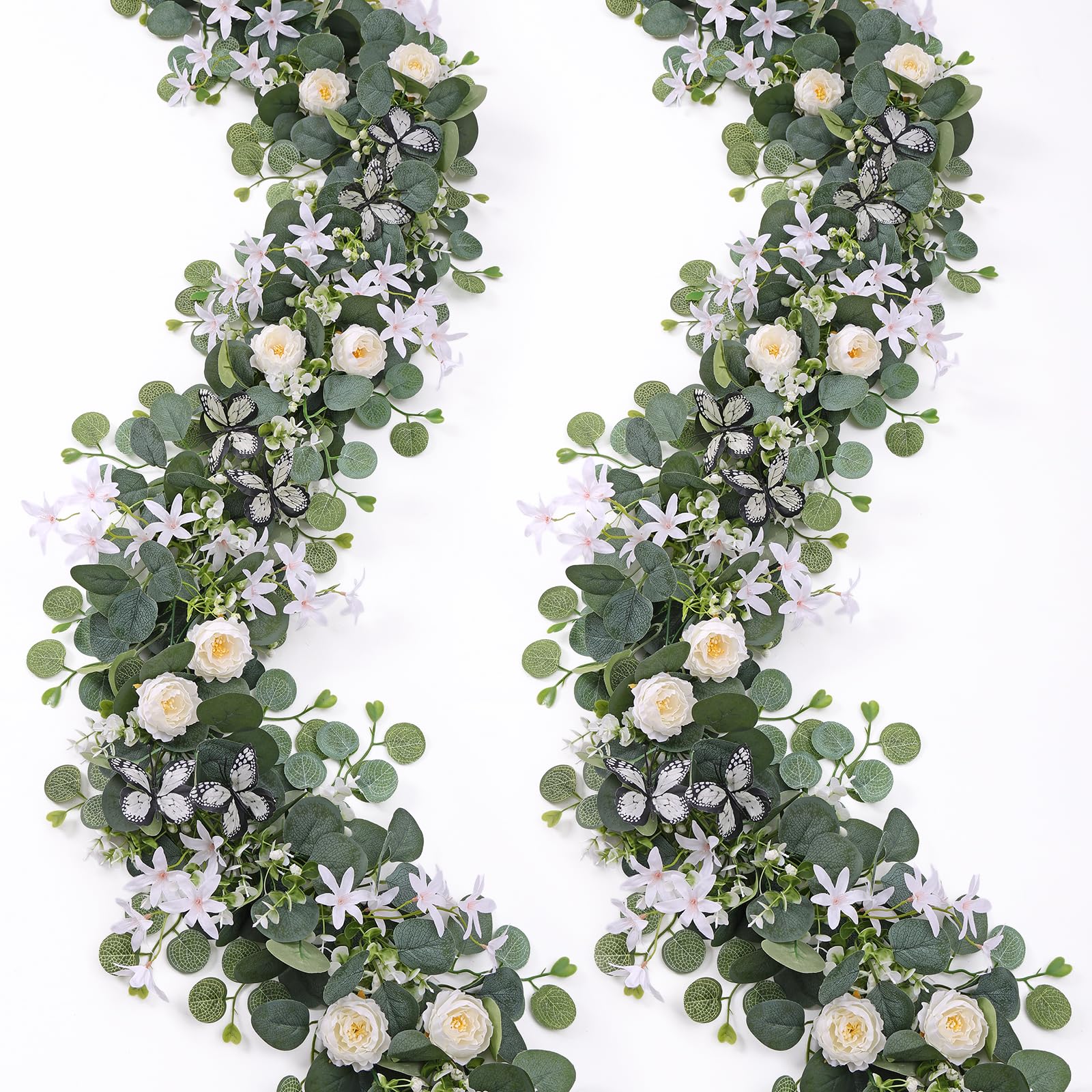 SOMYTING 2 Pcs Artificial Flower Garland 200cm Eucalyptus Garland (White)