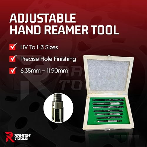 Miniatura 2 de Rahish Tools Escariador de Mano Ajustable HV a H3 Tamaños - 14" a 1532 Herramienta de Escariador para Acabado Preciso de Agujeros con Hojas de Acero