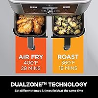 Vista 5 de Freidora de aire Ninja DZ401 Foodi 10 Quart 6 en 1 DualZone XL de 2 canastas con 2 canastas de freír independientes, Match Cook y Smart Finish