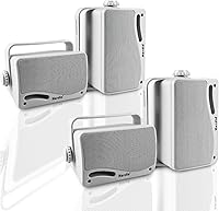 Vista 10 de Herdio Altavoces para exteriores de 3.5 pulgadas con cable, impermeable, sistema de altavoces de montaje en pared con 400 vatios de graves potentes