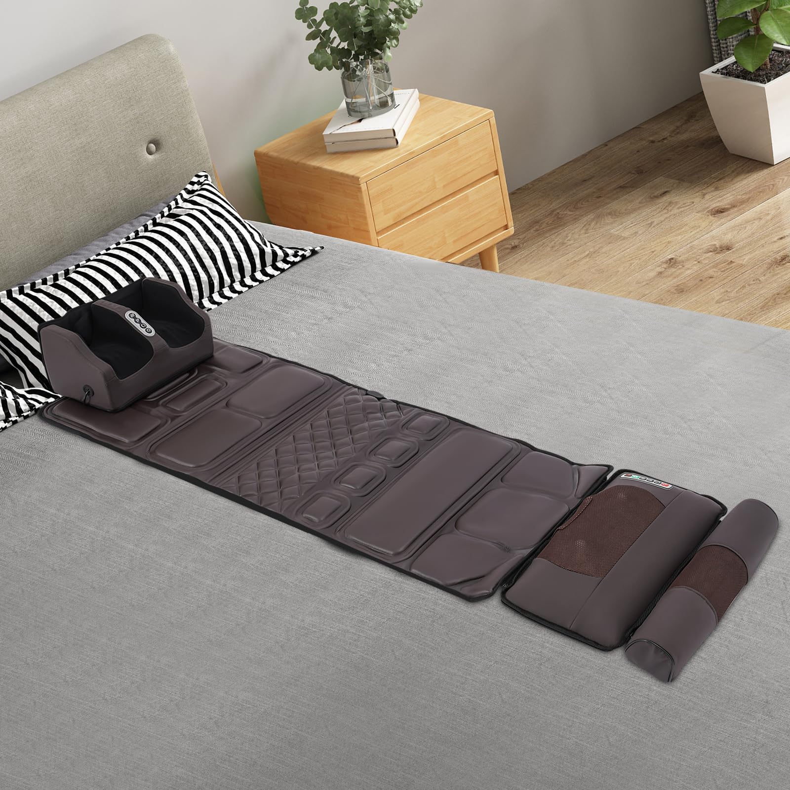 Elektryczna mata do masażu, 130 x 60 cm, zdejmowana mata do masażu całego ciała, poduszka do masażu z urządzeniem do masażu stóp, na sofę, krzesło biurowe i krzesło do jadalni