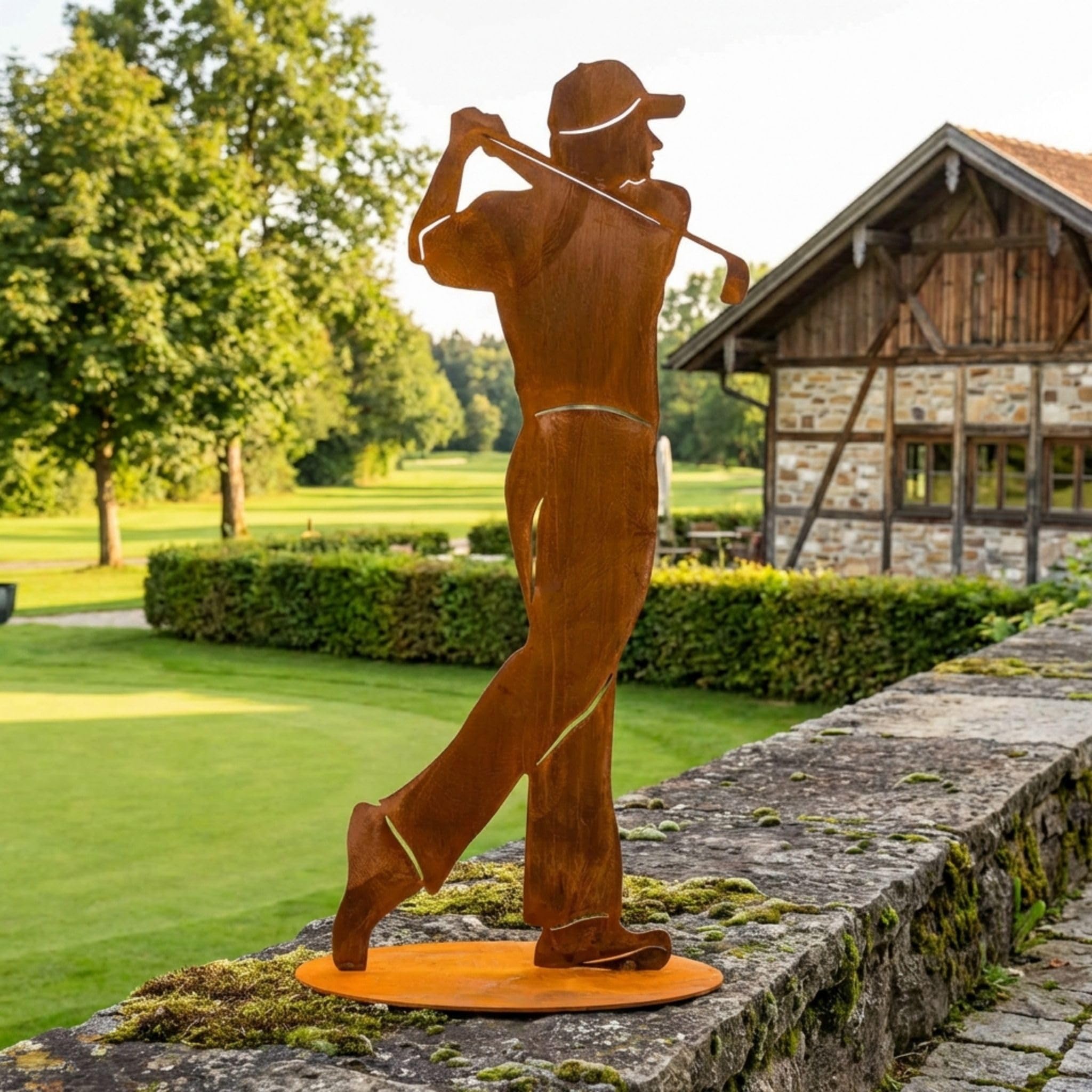 Rostikal Figurka golfisty 40 cm dekoracja ogrodowa rdza golfista figurka dekoracyjna do salonu