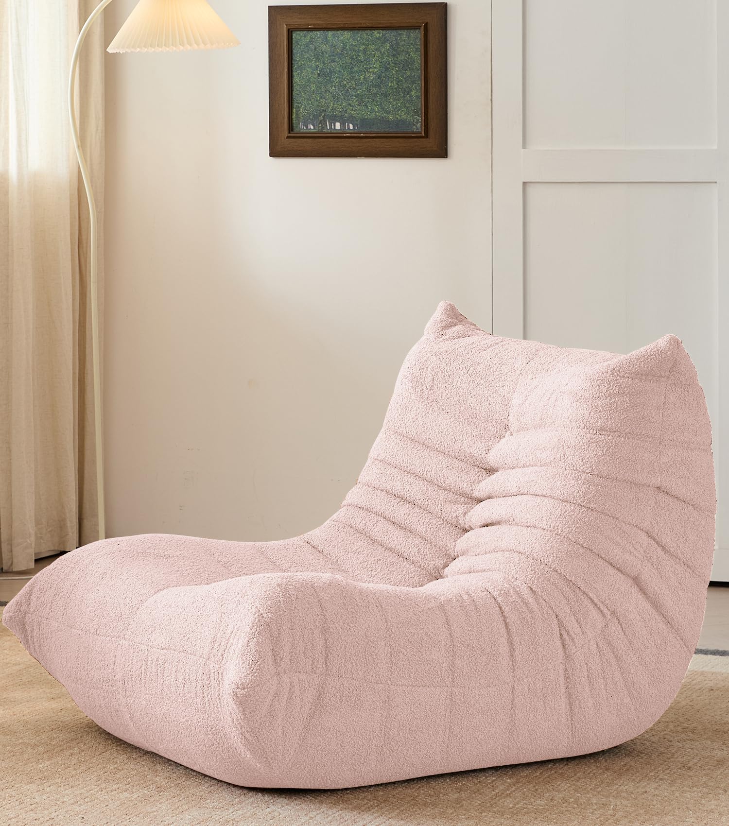 Adults Bean Bag Chairs Togo Couch Comfy Lazy Floor Sofa, Pink, 1 Seater