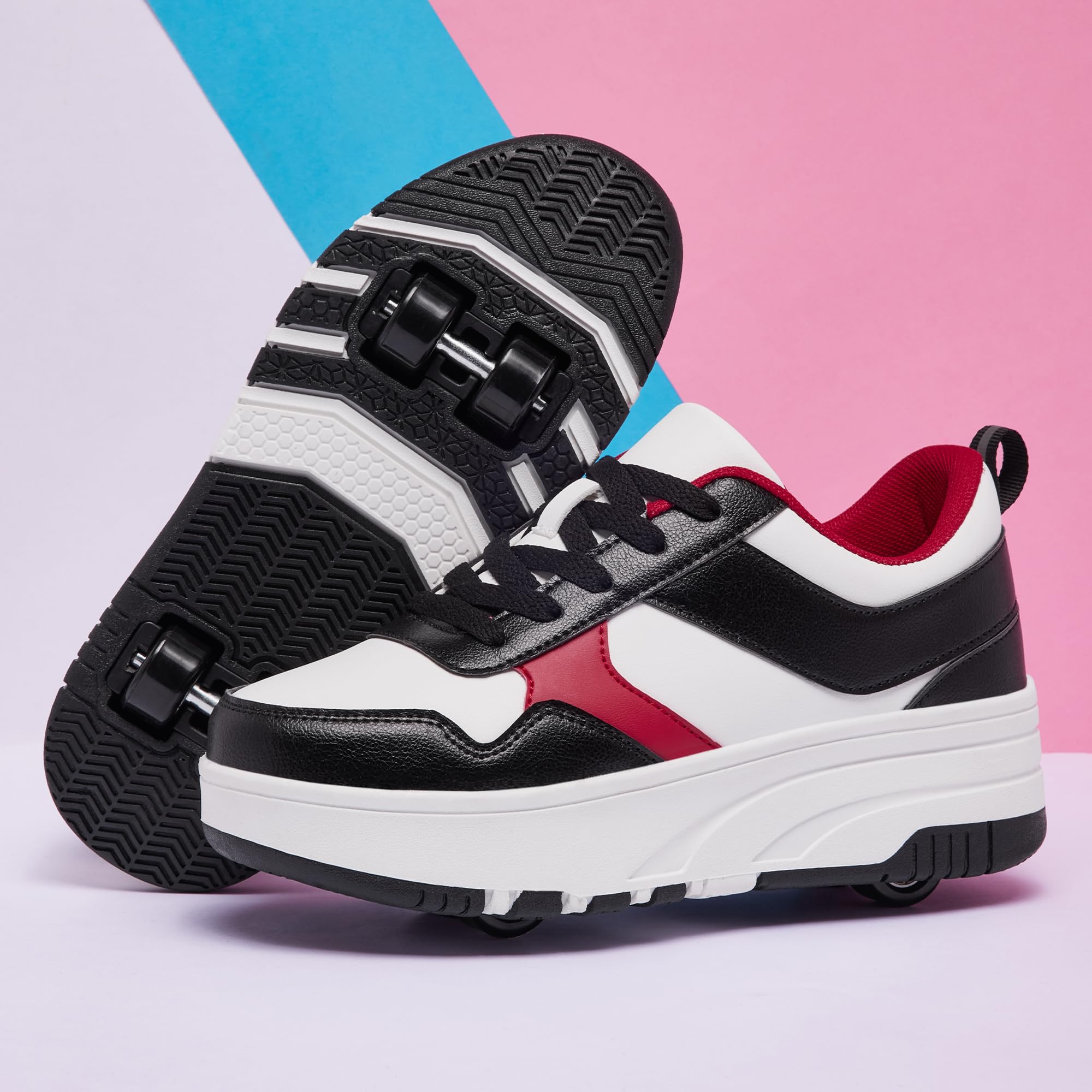 ANEFUN Ragazzi Ragazze Scarpe con Ruote Pattini Pattinaggio Bambini Pattini a Rotella Scarpe con 4 Ruote Rimovibili Comfort Sport Outdoor per Bambini