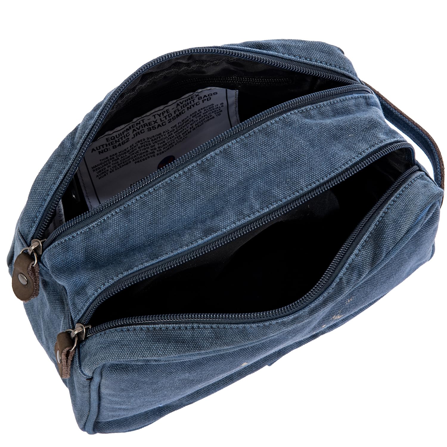 Avirex Necessaire da Viaggio in Canvas e Pelle Bovina Anticata, Trousse da Toilette per Uomo, Collezione 140506, CNV0Q (Blue)