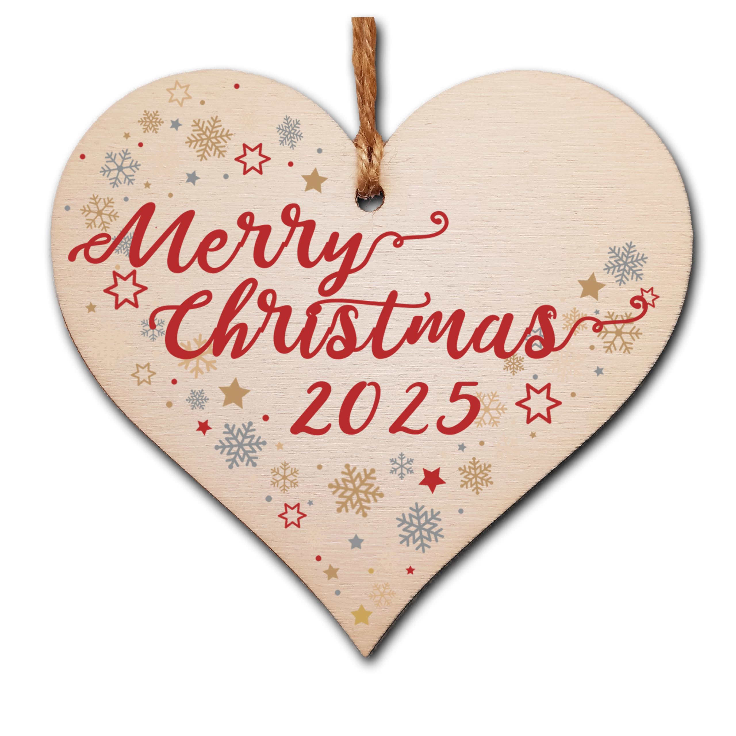 Handmade Christmas Hanging Wooden Heart Plaque Decoration Gift to wish someone special a merry xmas festive bauble