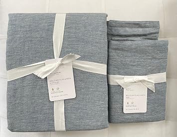 Pottery Barn Belgian Linen Flax Duvet Cover Full/Queen & Two Euro Shams  Chambray