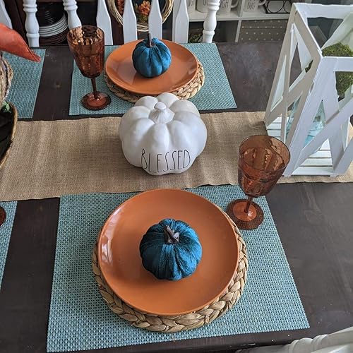 Miniatura 3 de DAJAMAI Paquete de 4 manteles individuales tejidos, 11.8 pulgadas de tejido de jacinto de agua natural, manteles individuales redondos trenzados de