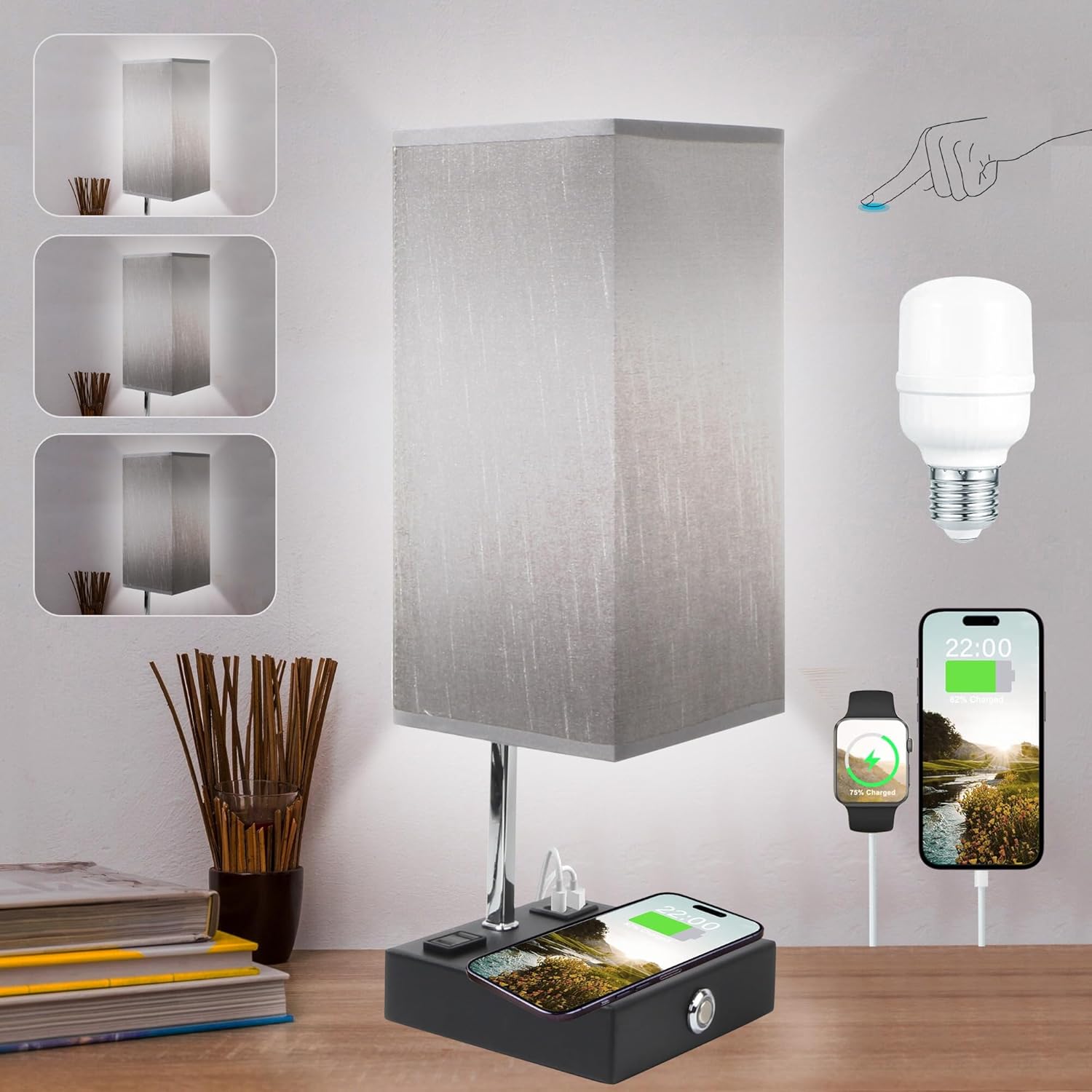 Wireless Charging Touch Control Table Lamp