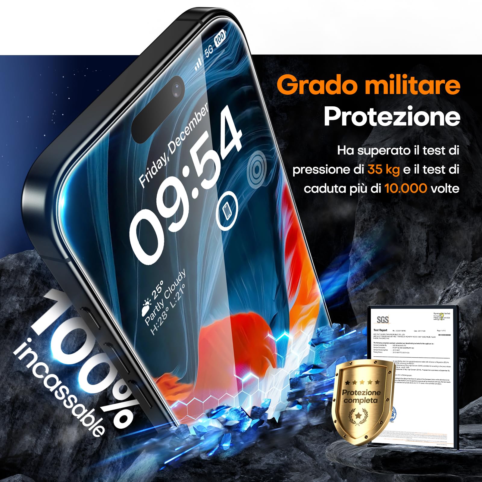 TAURI Vetro Temperato per iPhone 16 Pro 6.3 Pollici,Rimozione Automatica Della Polvere, Durezza 9H, Senza Bolle,Pellicola Protettiva per iPhone 16 Pro Film, 3 Pezzi