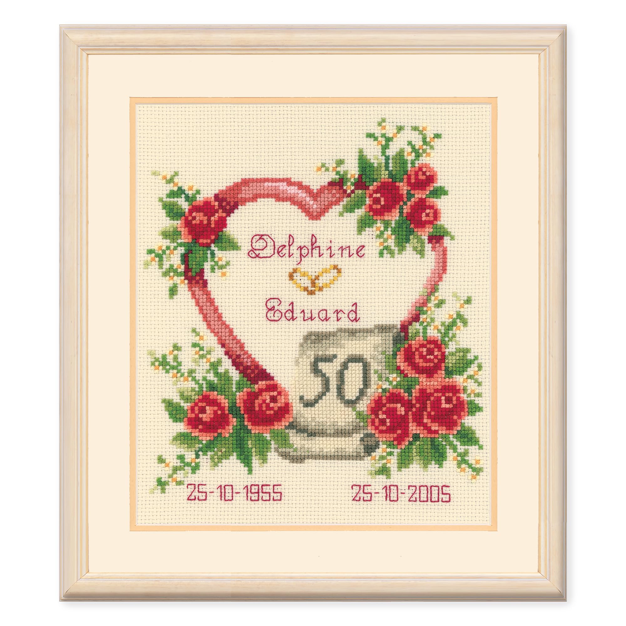 VERVACO Gezählter Kreuzstich Stickpackungen DIY Stickbilder Ehe Wanddekoration Handarbeit Set für Erwachsene Kreatives Handwerk ca. 19 x 21 cm Kreuzstichbilder Set Hausdeko