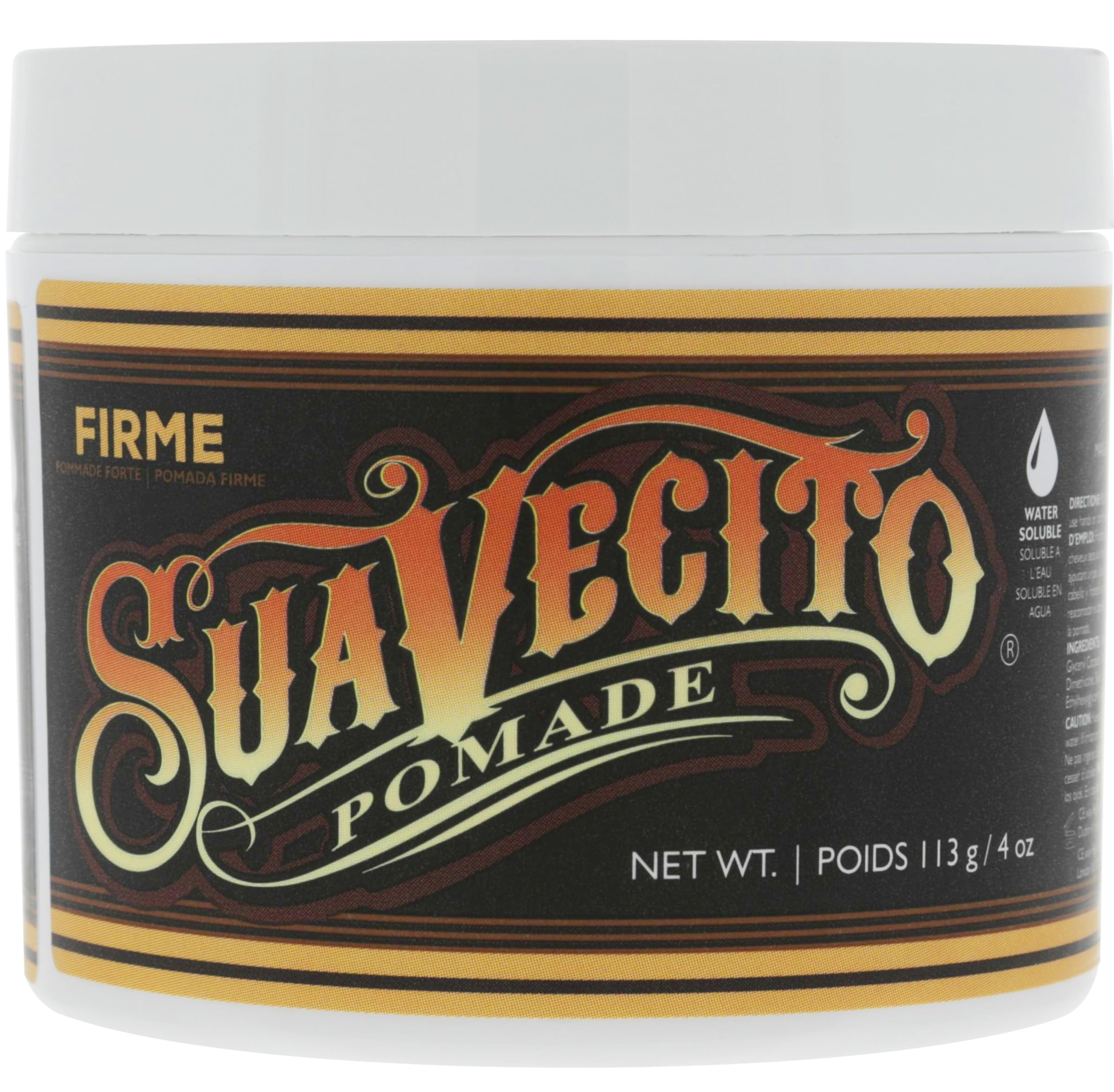 Suavecito Pomade Firme (Strong) Hold 4 Oz, 1 Pack - Strong Hold Hair Pomade For Men - Medium Shine Water Based Flake Free Hair Gel - Easy To Wash Out - All Day Hold For All Hair Styles