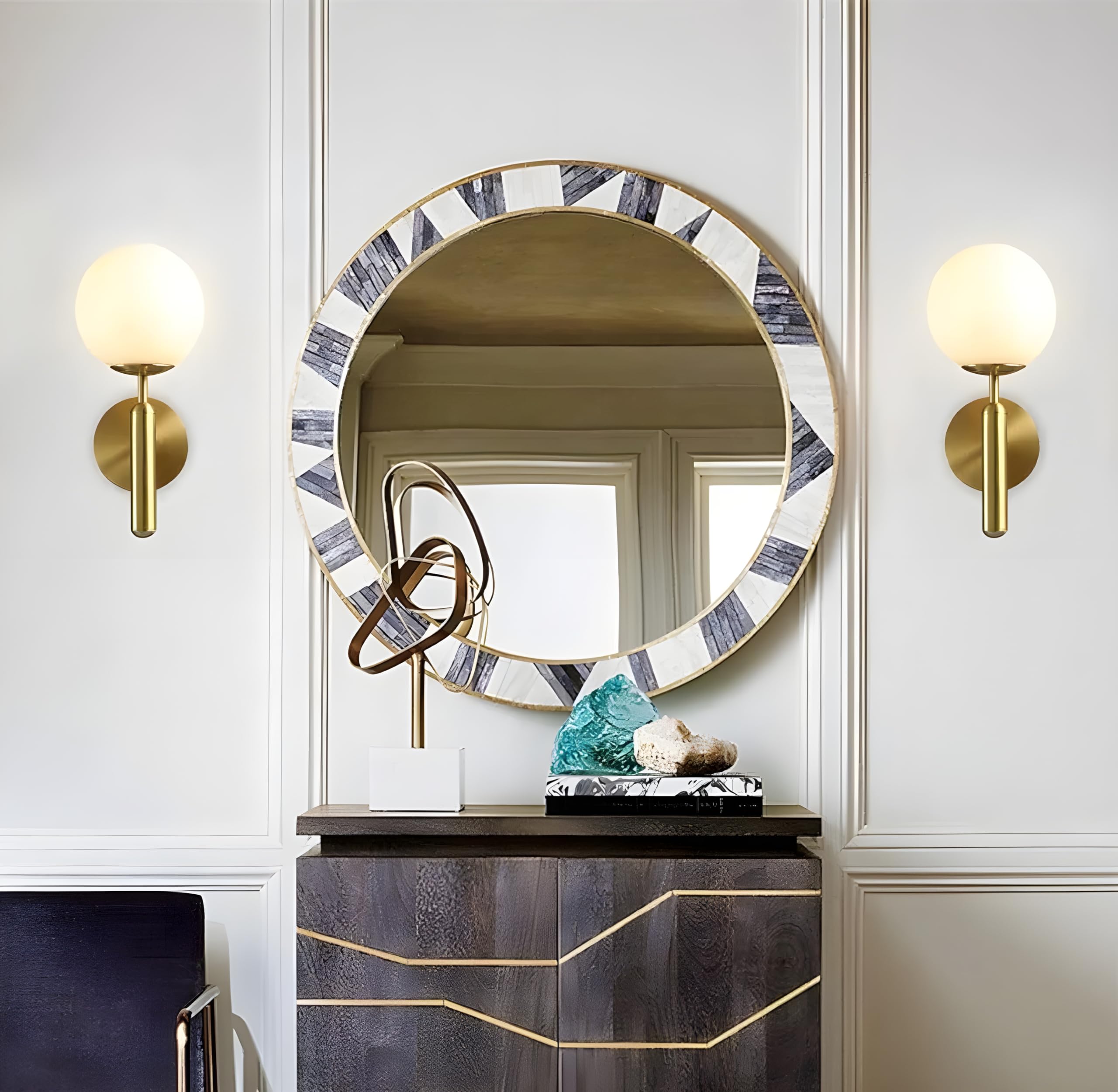 Modern Metal Wall Light - Black & Gold -2