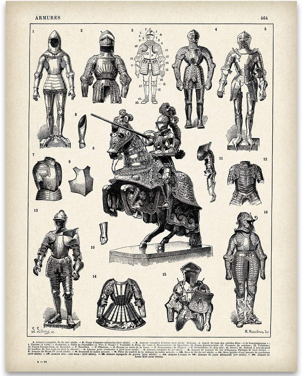 Knight Armor 11x14 Unframed Print โ Medieval Armors Wall Art for Man Cave, Office, Home Bar Decor โ Chivalric & Jousting Traditions, Antique Scholarly Feel for History Buffs & Medieval Enthusiasts