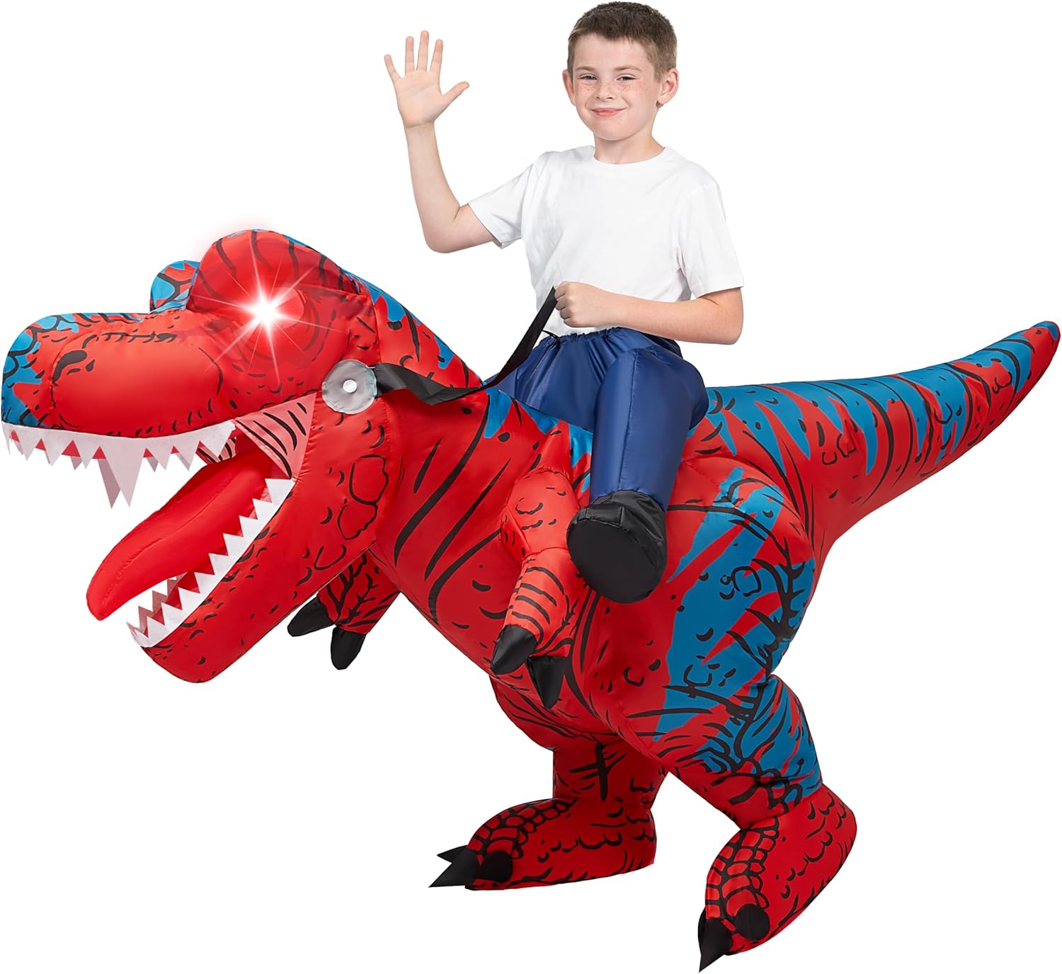 Spooktacular Kids Halloween Inflatable Dinosaur Costume (LED Eyes)