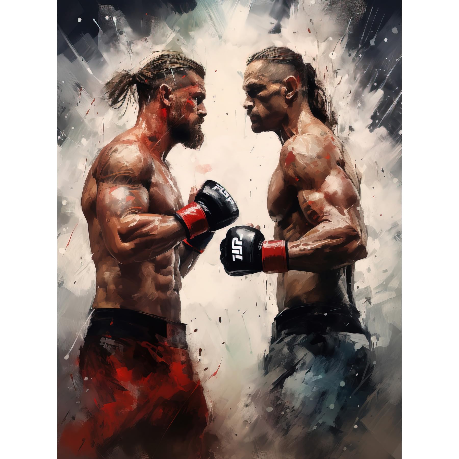 Artery8 Cage Fight Oil Paint Artwork Combat Mixed Martial Arts Boxing Wrestling Large Wall Art Poster Print Thick Paper 18X24 Inch