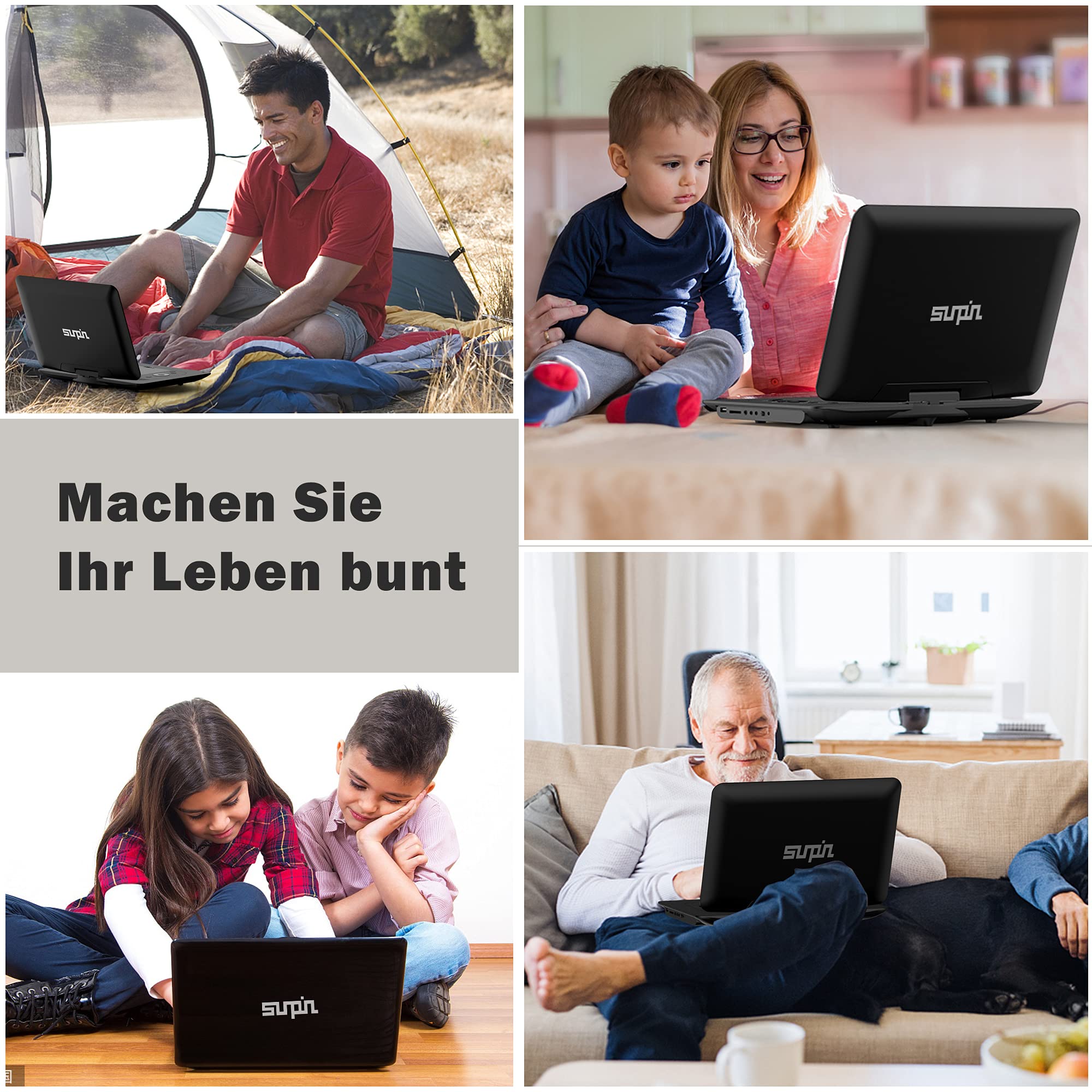 SUNPIN 16.9'' Tragbarer DVD Player mit 14.1'' HD Bildschirm,DVD Player Auto Kinder Button Design,mit 6 Stunden Eingebauter Akku,DVD Player Tragbar Für Sync TV Video Player USB/SD-Karte/Sync TV (14.1)