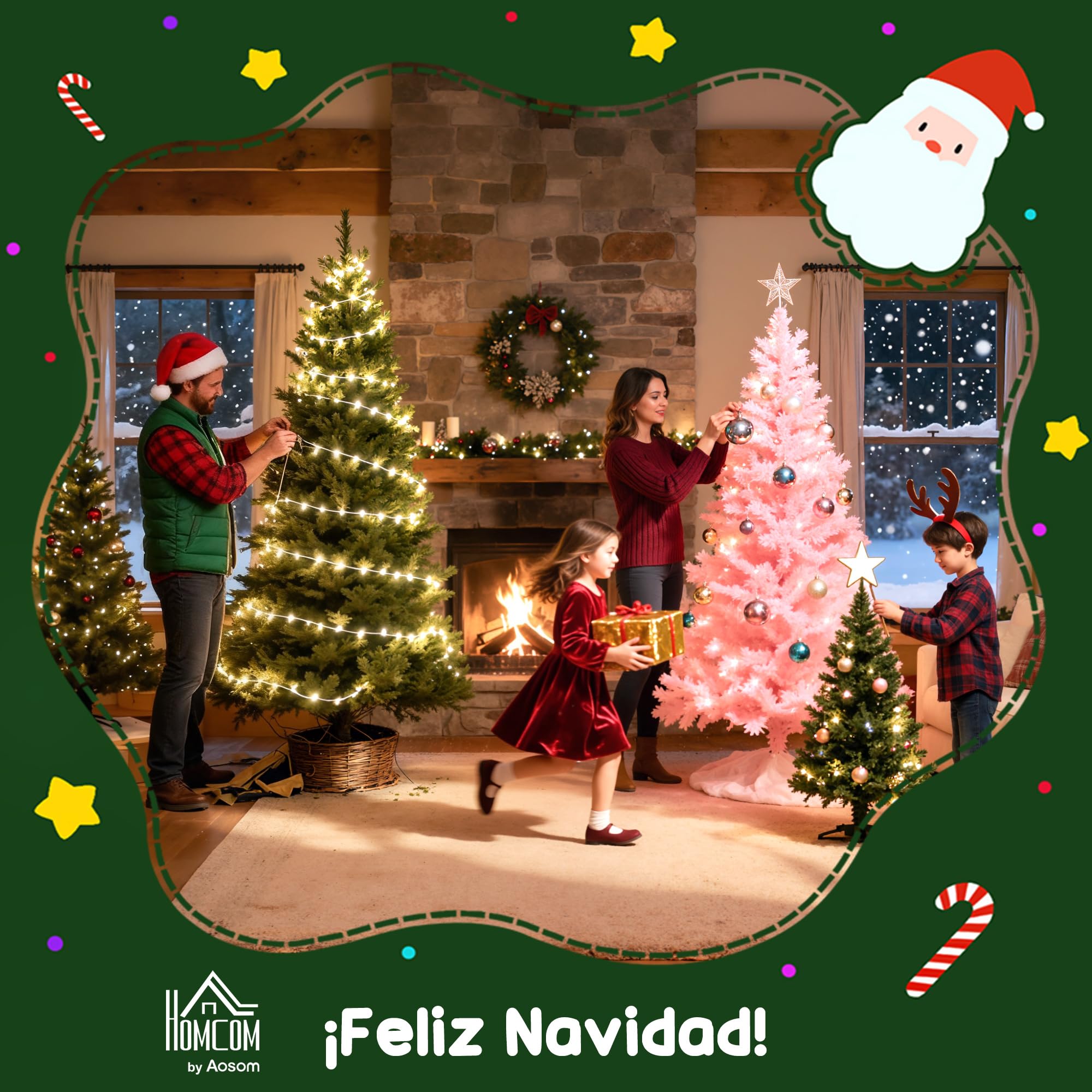 HOMCOM Árbol de Navidad 210 cm Árbol de Navidad Artificial con 793 Ramas y Soporte de Acero Árbol Navideño para Salón Interior Verde