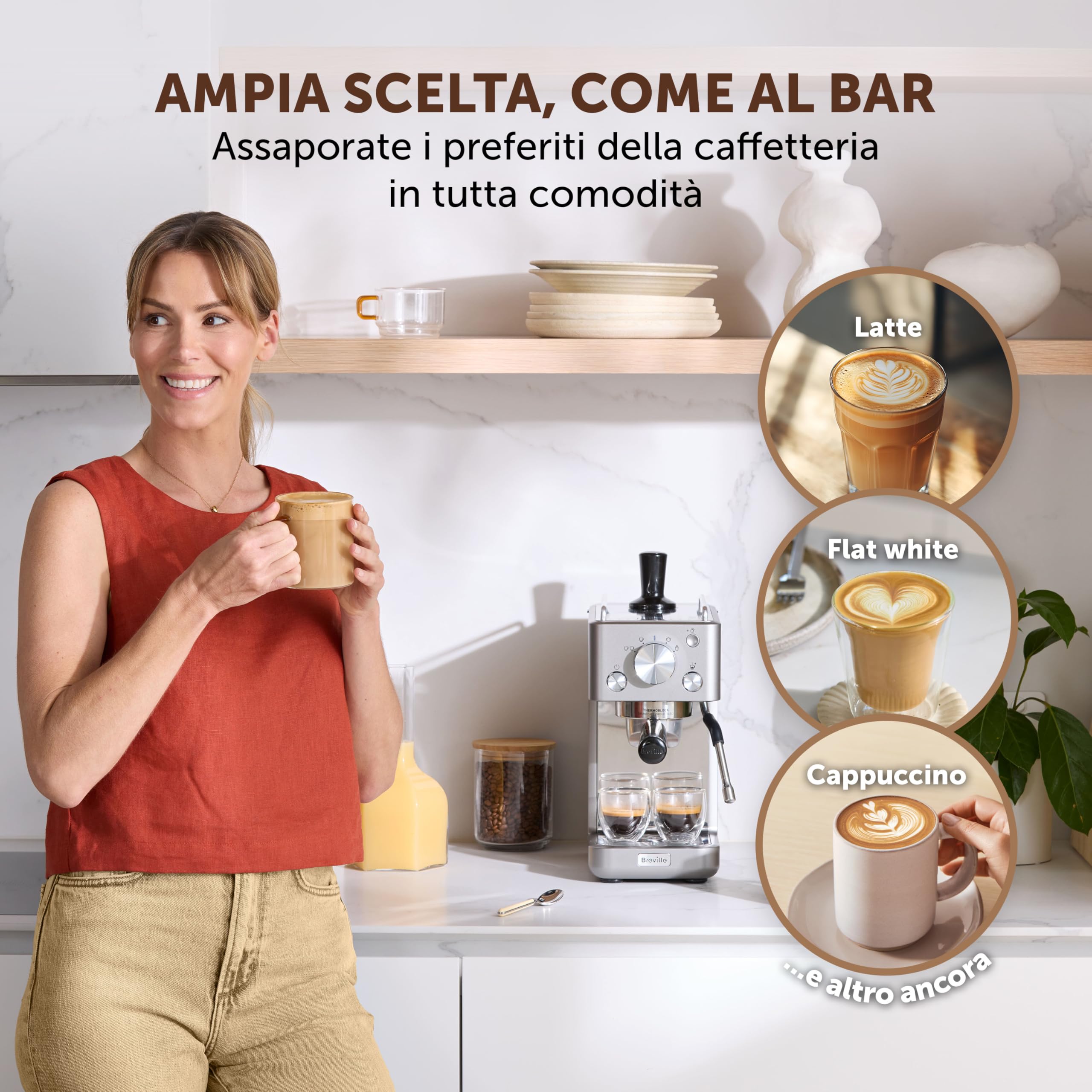 Breville Barista Slimline Macchina per espresso | IMontalatte integrato | Macchina da caffè compatta per cappuccini, latte macchiato e altro | Pompa da 15 bar | Argento [VCF185X]