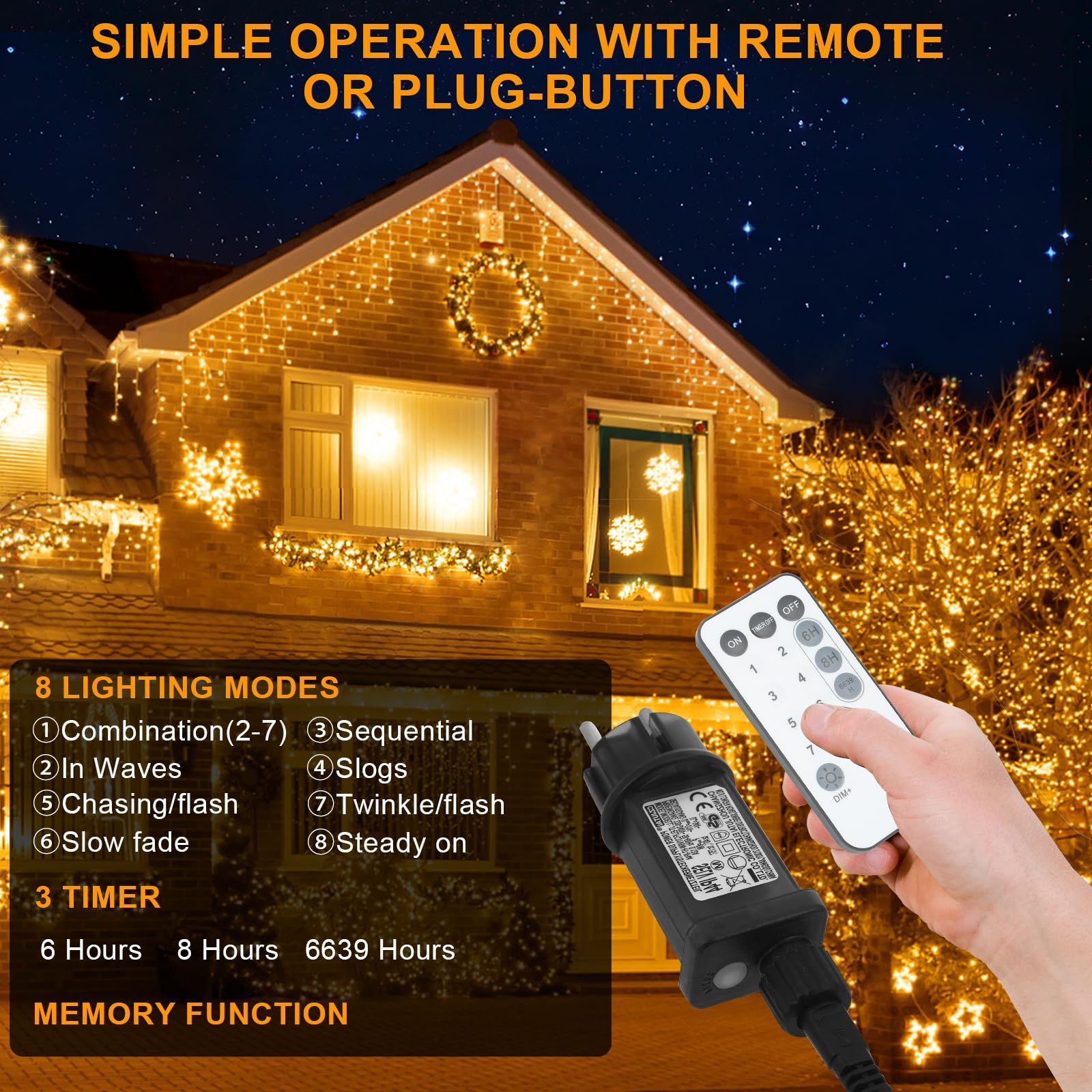 (2 Pezzi)210 LEDs 31M Luci Albero di Natale Esterno Interno Bianco Caldo Catena Luminosa con Telecomando,Spina,8 Modalità e Timer Impermeabile IP65 Lucine Led Decorative per natale, Alberi, Ghirlande
