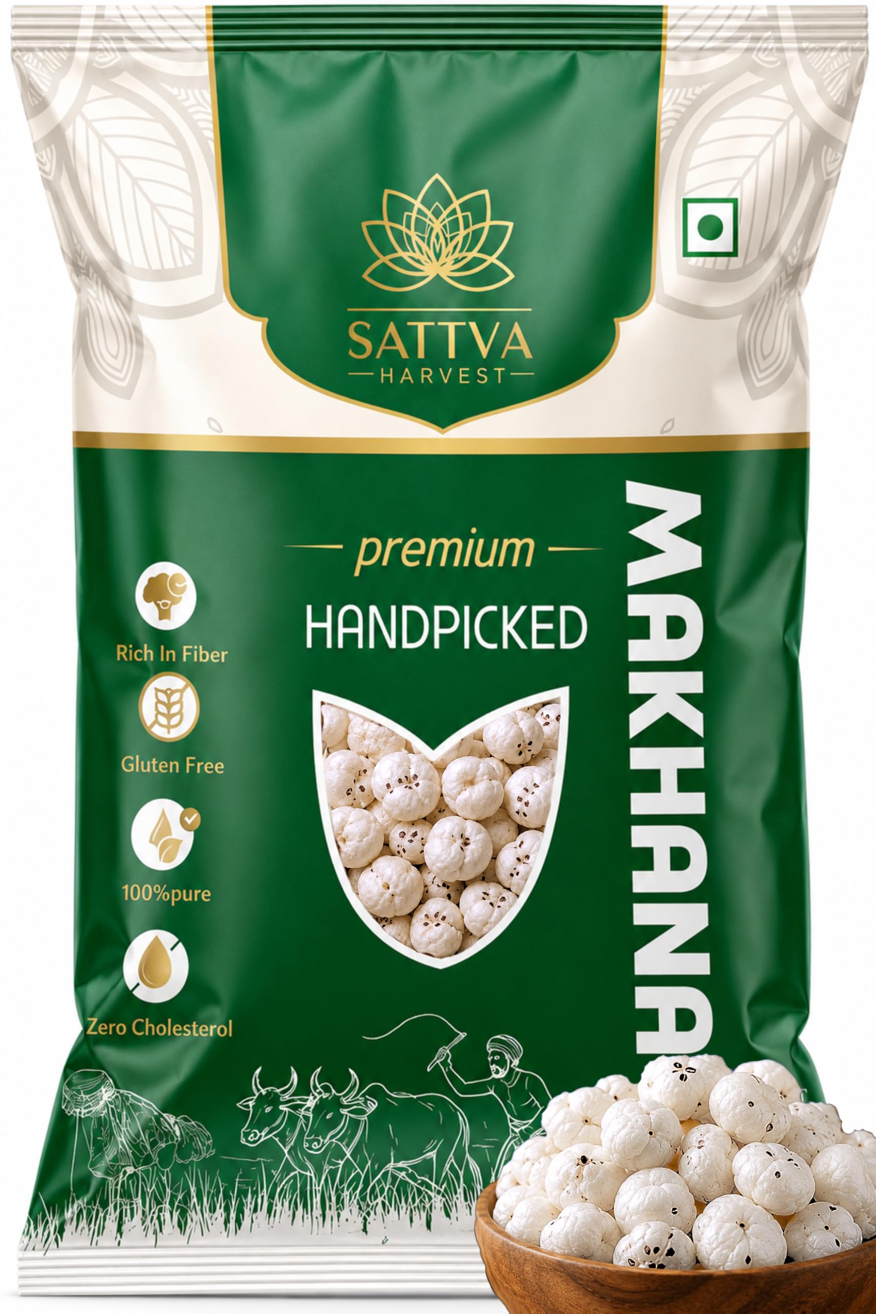 Sattva Harvest - Premium Handpicked Makhana | 100% Pure & Natural Phool Makhana | Fit for Fasting & High Protien | Light & crunchy Healthy Snack, 200G-image-23