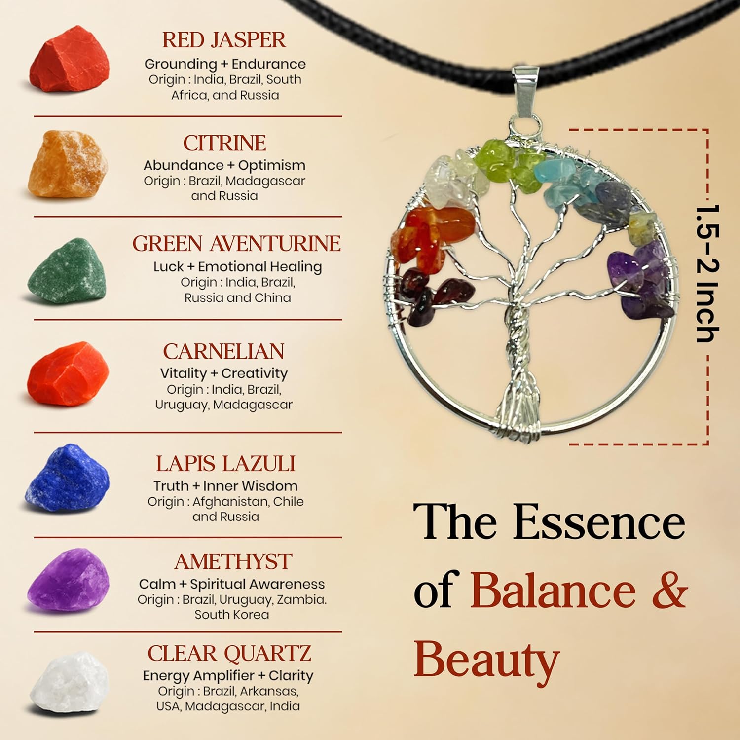 Crystal Tree, 7 Chakra Stones, Feng Shui, Healing Tree, Gemstones, Women Crystal Gifts, Healing Stones, Spiritual Gifts, Chakra Pyramid, Home Office Decor - Image 3