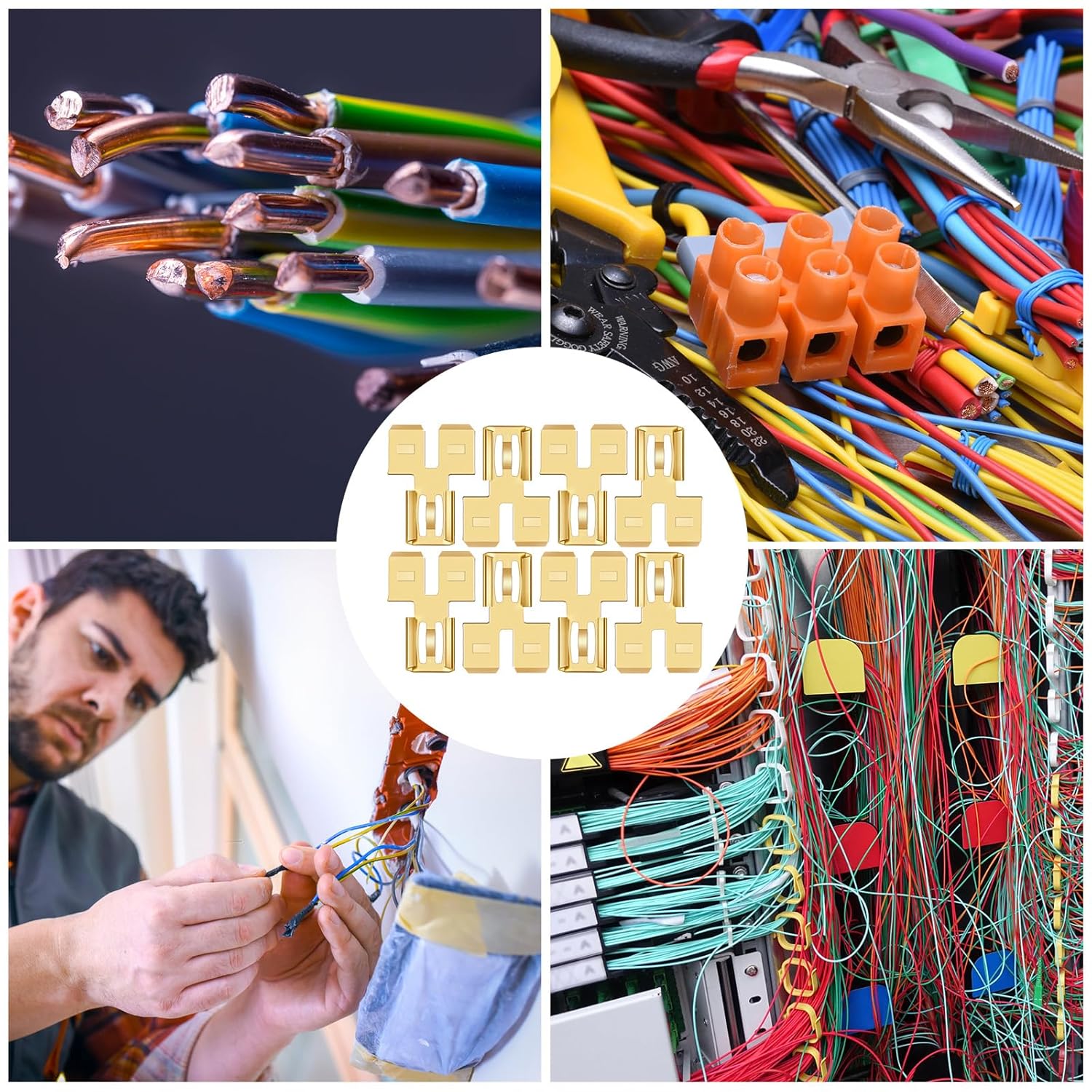 30pcs Spade Terminal Splitter, Quick Disconnect Insulated Double Male Tab Single Female Slip on Spade Piggyback Connector Electrical 2 Way Splitter for Automotive Dual Spade Connector 1/4in Blade