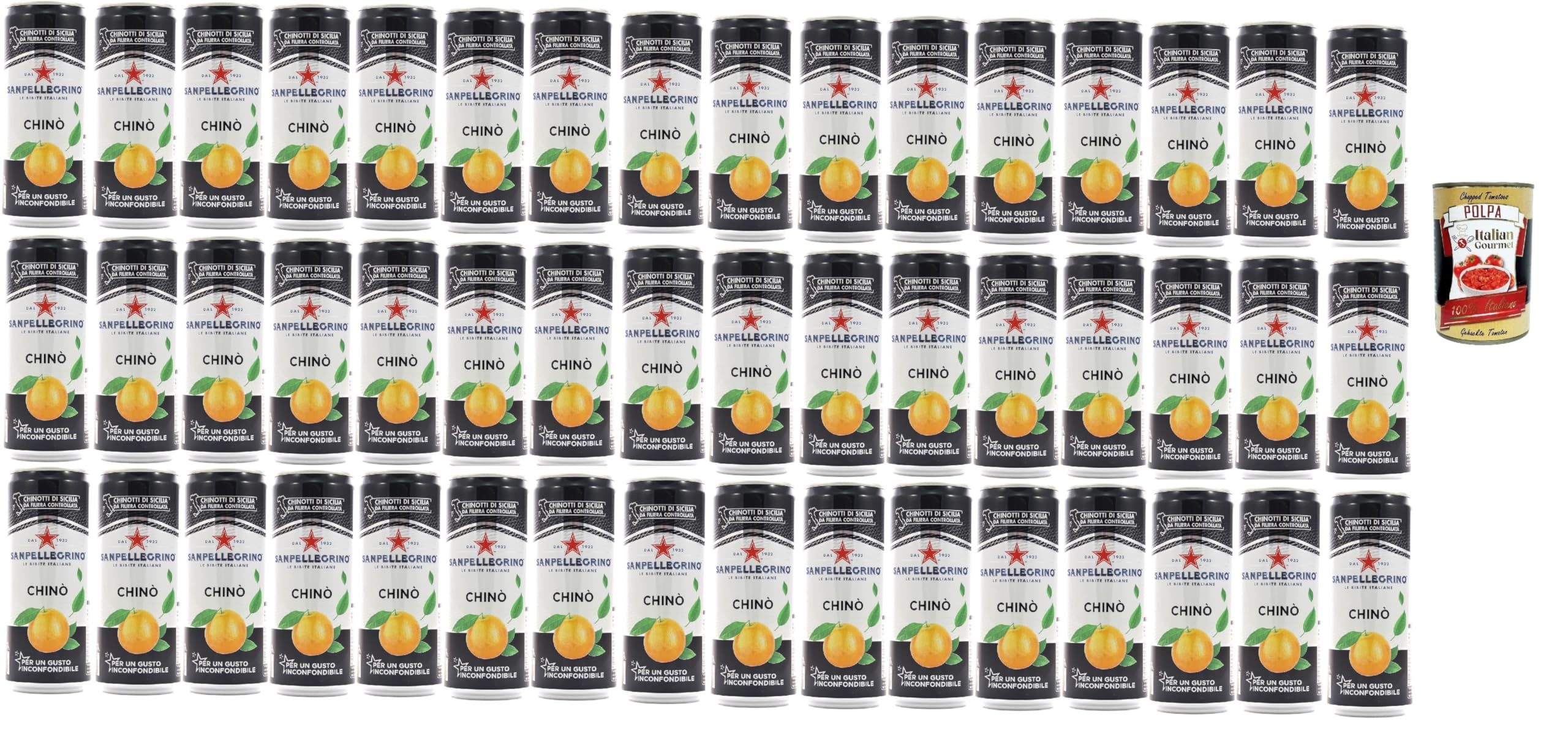 Italian Gourmet Sanpellegrino Italian Gourmet Chinò bevanda chinotto | Herb-süßer gusto italiano, frizzante e fresco; ideal gekühlt auf Eis, Gesamtnettogewicht 15,84 L + Kostenlos Polpa 400g