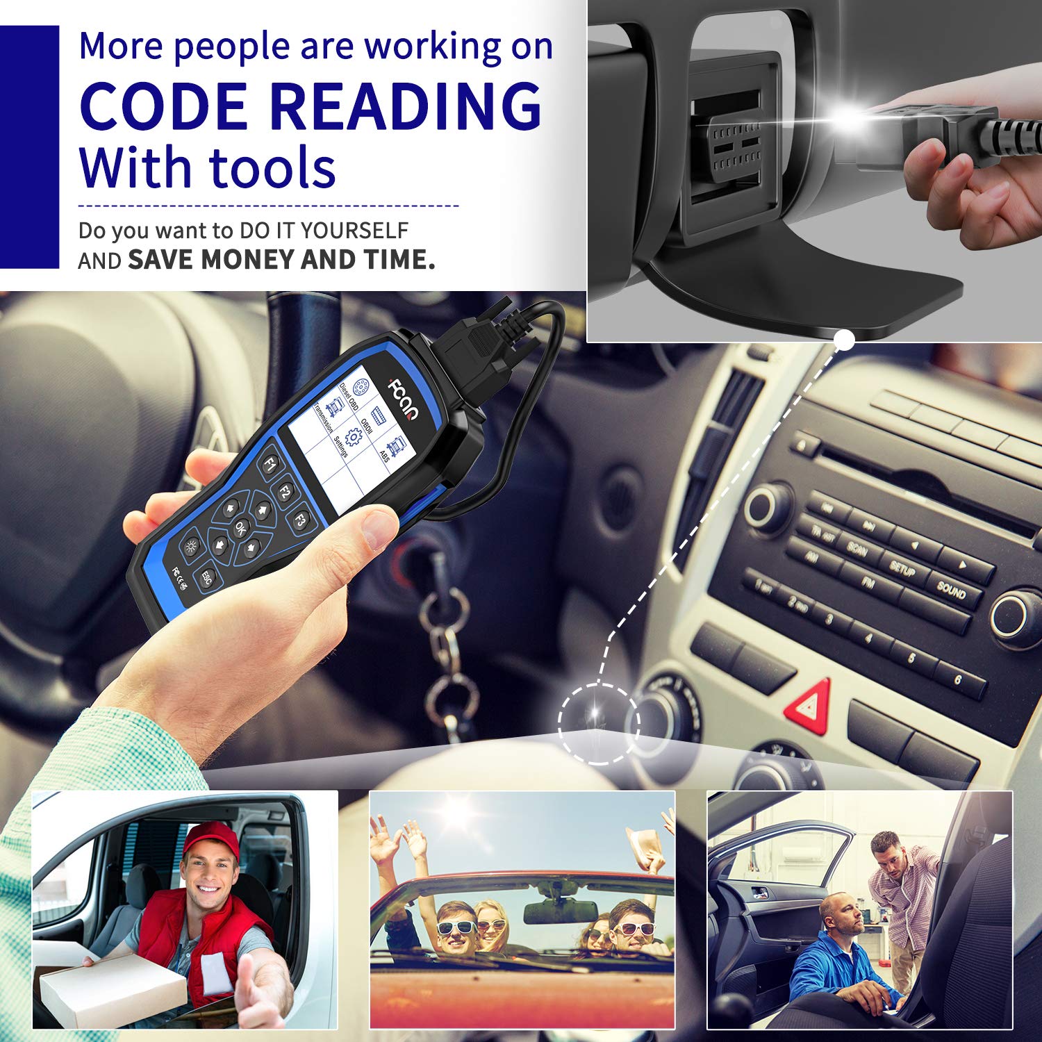 FCAR F507 Heavy Duty Truck Scanner, 2 in 1 Car OBD2 Scanner&HD Truck