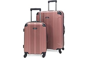 Out of Bounds Suitcases with Wheels 2 Piece Set: Jet Set with Rose Gold
