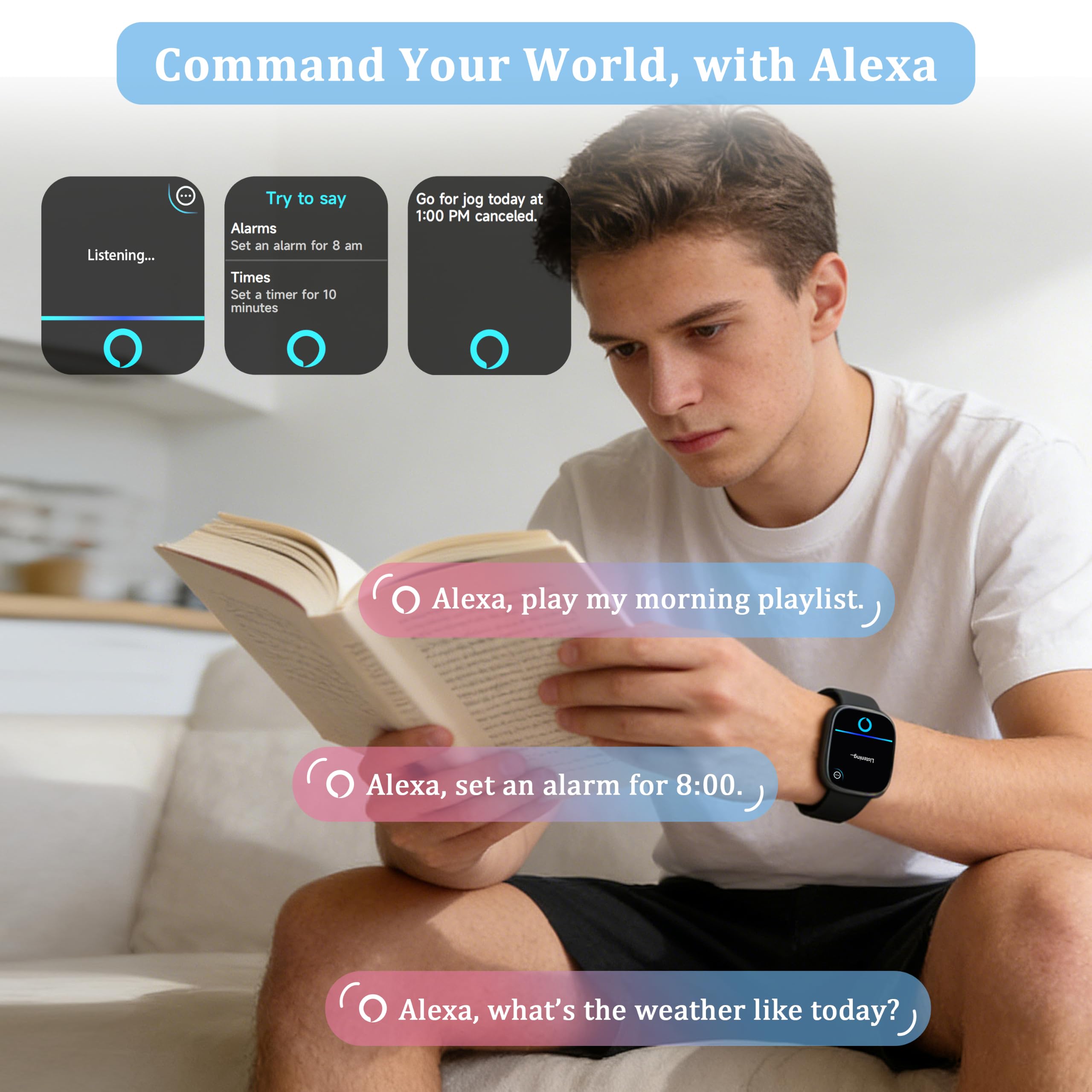 Smart Watch per donne e uomini, smartwatch 2026 [2 cinturini, cassa da 44 mm], orologio fitness tracker da 1,8 pollici Alexa integrato, per fare e rispondere alle chiamate, monitoraggio dello stress