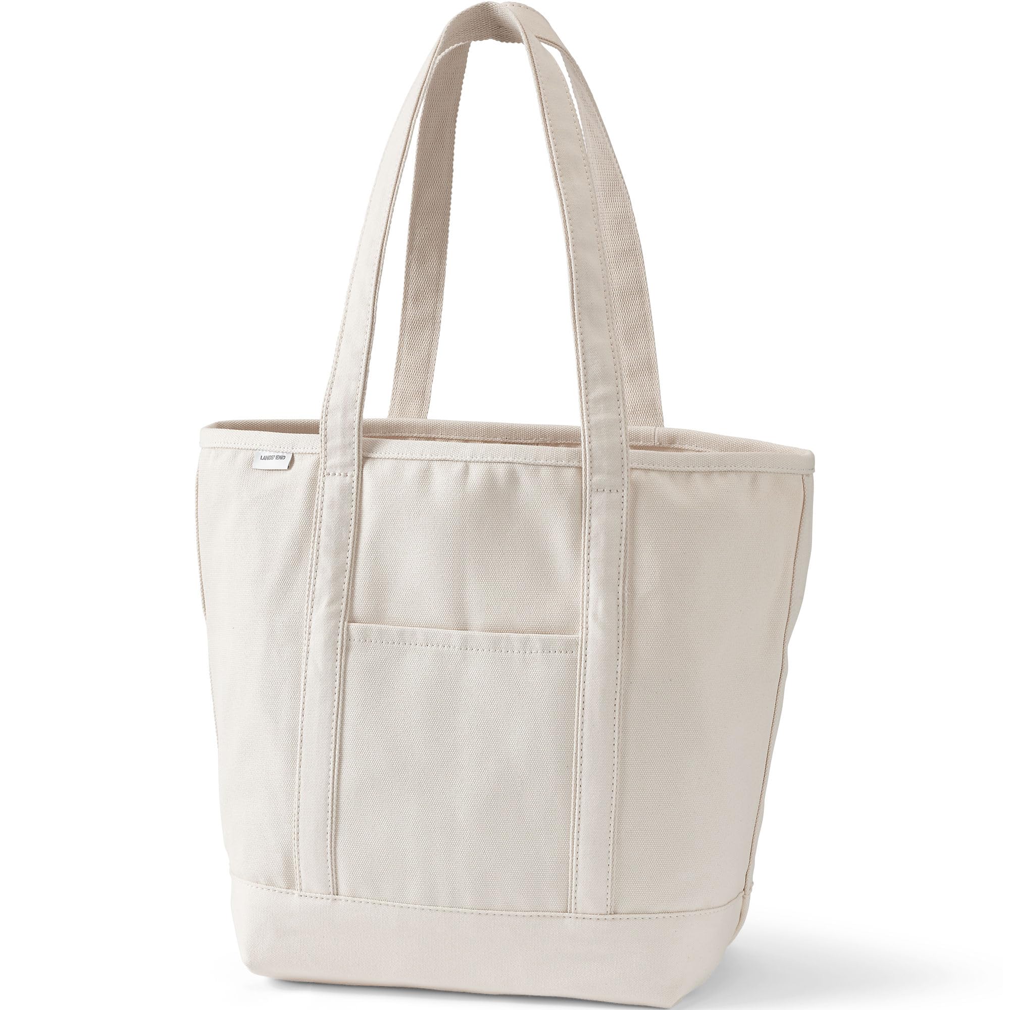 Lands' End Open Canvas Tote Large Long Handle Natural