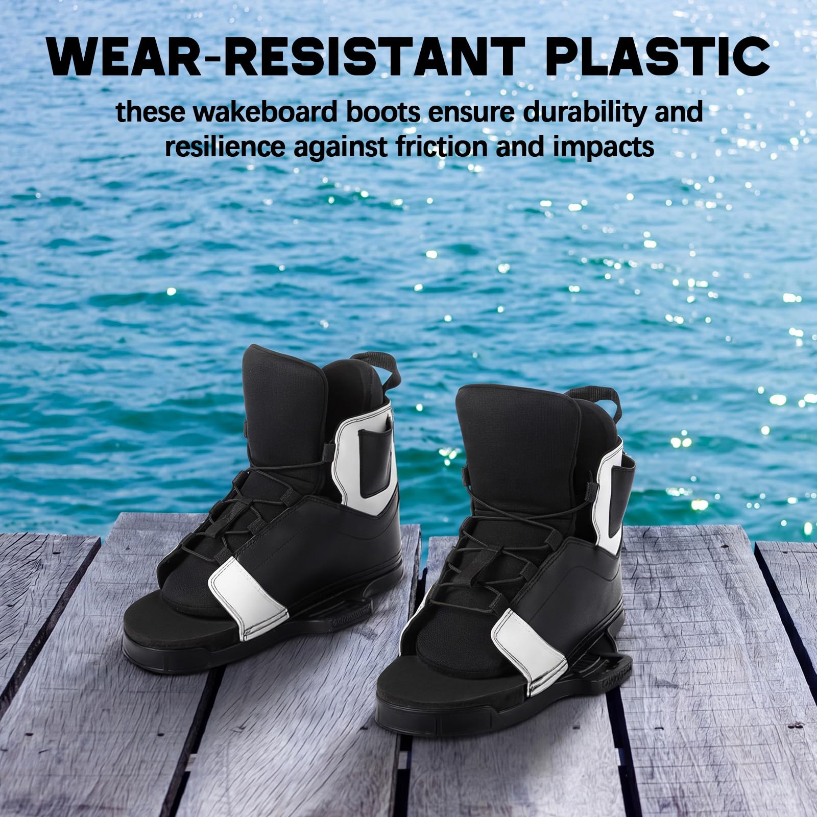 Weysat Universelle Wakeboard-Bindungen für Herren 42-46 / Damen 44-46, verstellbare Wakeboard-Stiefel, EVA-Komfortfutter und Knöchelstütze, einfacher Einstieg, offenes Zehen-Design, passend für die