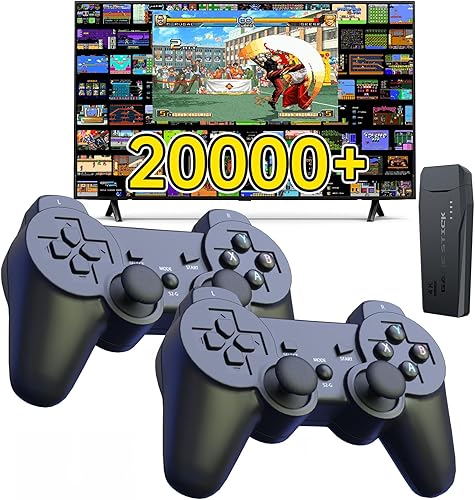 Consola de juegos retro de más de 20000 juegos, 64 GB, definición 4K, palo de juego con 9 emuladores integrados y controladores duales de 2.4G,