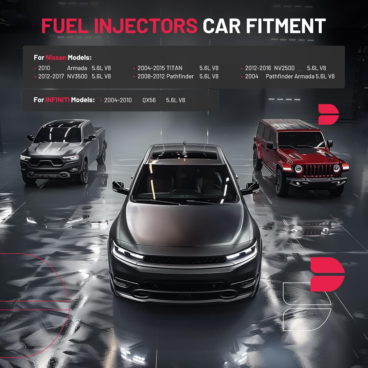 BDFHYK Fuel Injector 0280158007 Compatible with 2005-2015 Nissan NV2500 NV3500 TITAN Pathfinder Armada Armada 2004-2012 INFINITI QX56 5.6L V8 12 Holes Replacement Kit FJ750 16600-7S00A Set of 8