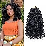 GoGo Curl Crochet Hair for Women Water Wave Curly Crochet Hair Wavy Human Hair Deep Wave Beach Curl Crochet Synthetic Hair Extensions (12 inch(Pack of 6), 1B Natural Black)