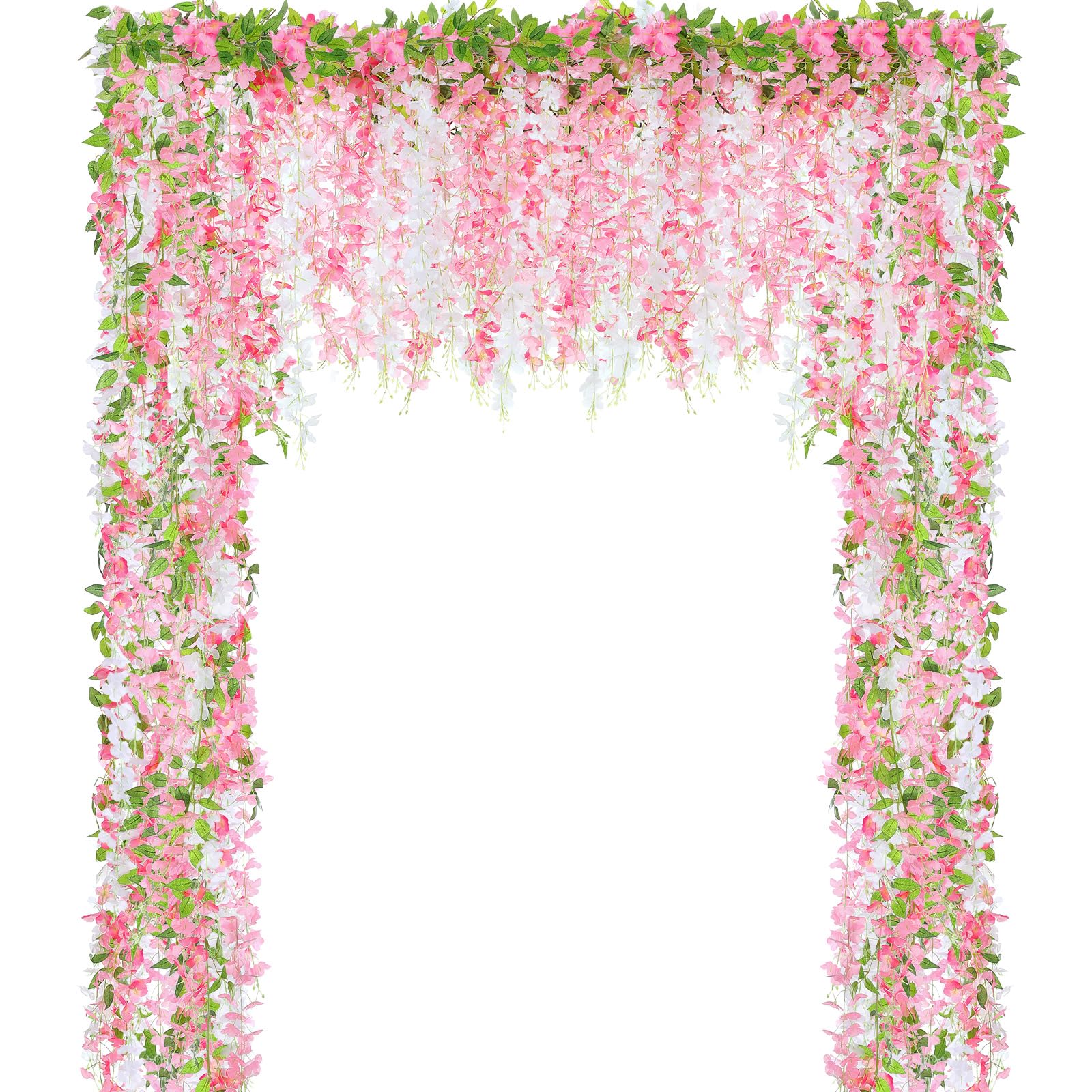 Thiccywoov 4pcs Wisteria Artificial Flowers Garland, 7.2Ft/Piece Wisteria Hanging Flowers Garland for Wedding Arch Decoration Outdoor Ceremony Home