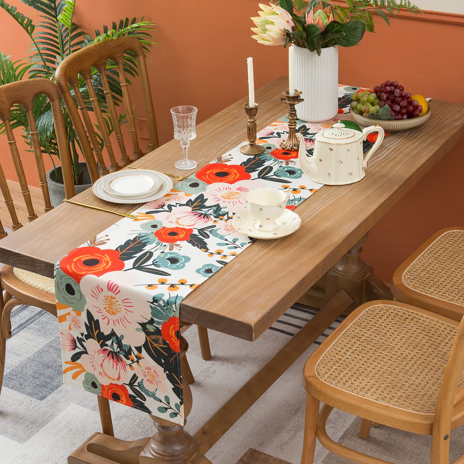 Runner Da Tavolo Primaverile 40x140cm | Motivo Fiori Di Ciliegio | Per Cucina, Pranzo E Feste | Poliestere