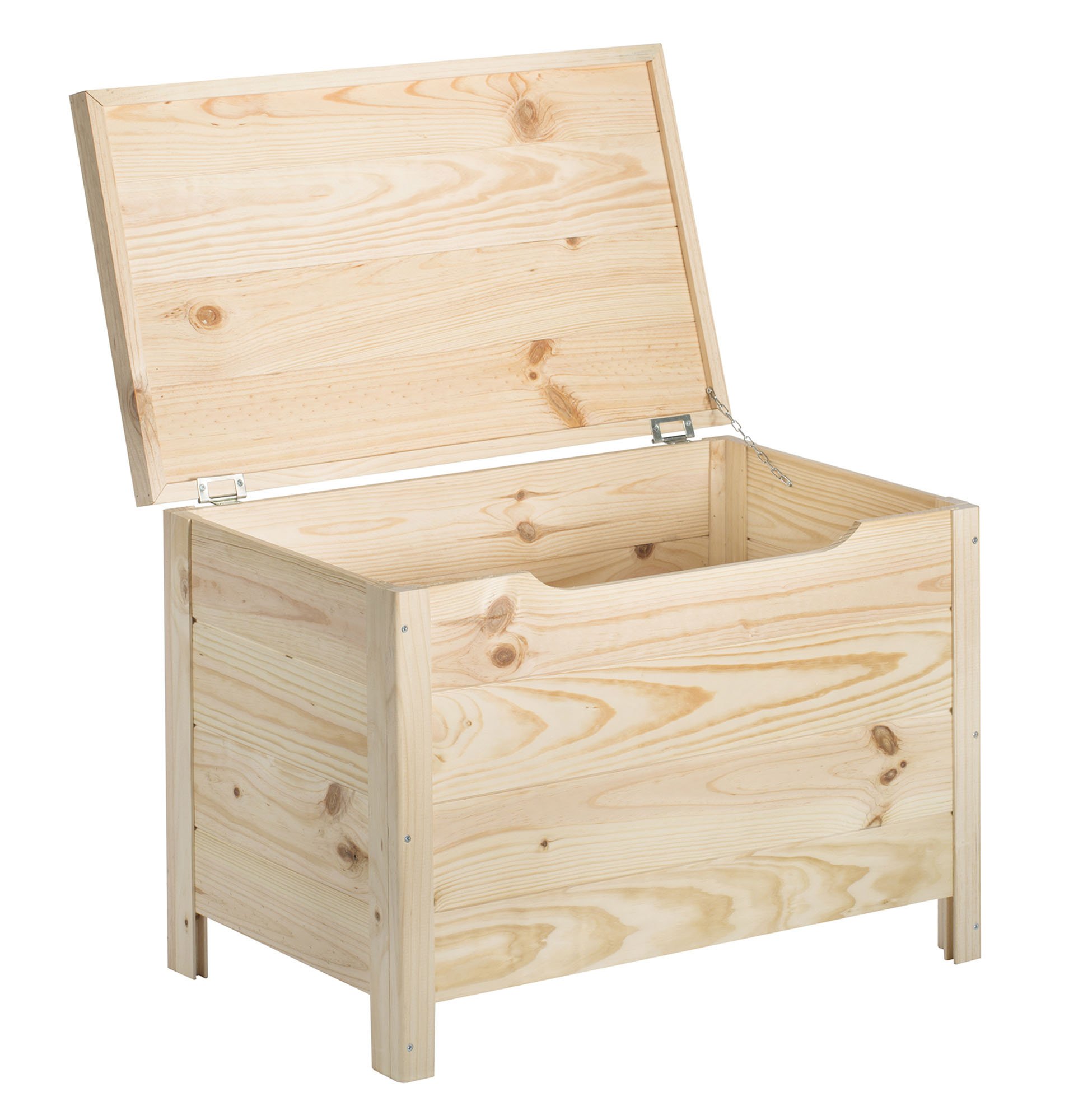Baúl de almacenaje de madera maciza de pino con patas cuadradas 48x70x40cm