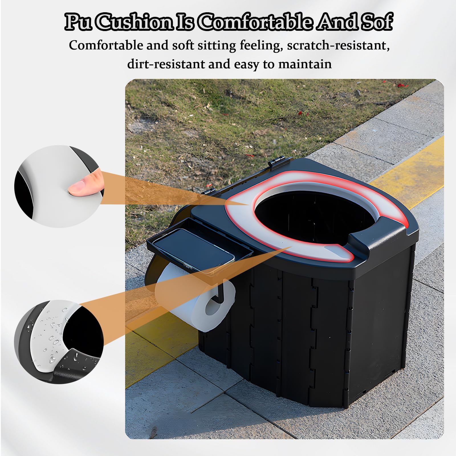 Wc Portatile Campeggio, Gabinetto Portatile Adulti, Wc Pieghevole con Coperchio e Portarotolo, Capacità di Carico Super Forte di Circa 400 Chilogrammi, per Escursioni, Campeggio, Viaggi Congestione