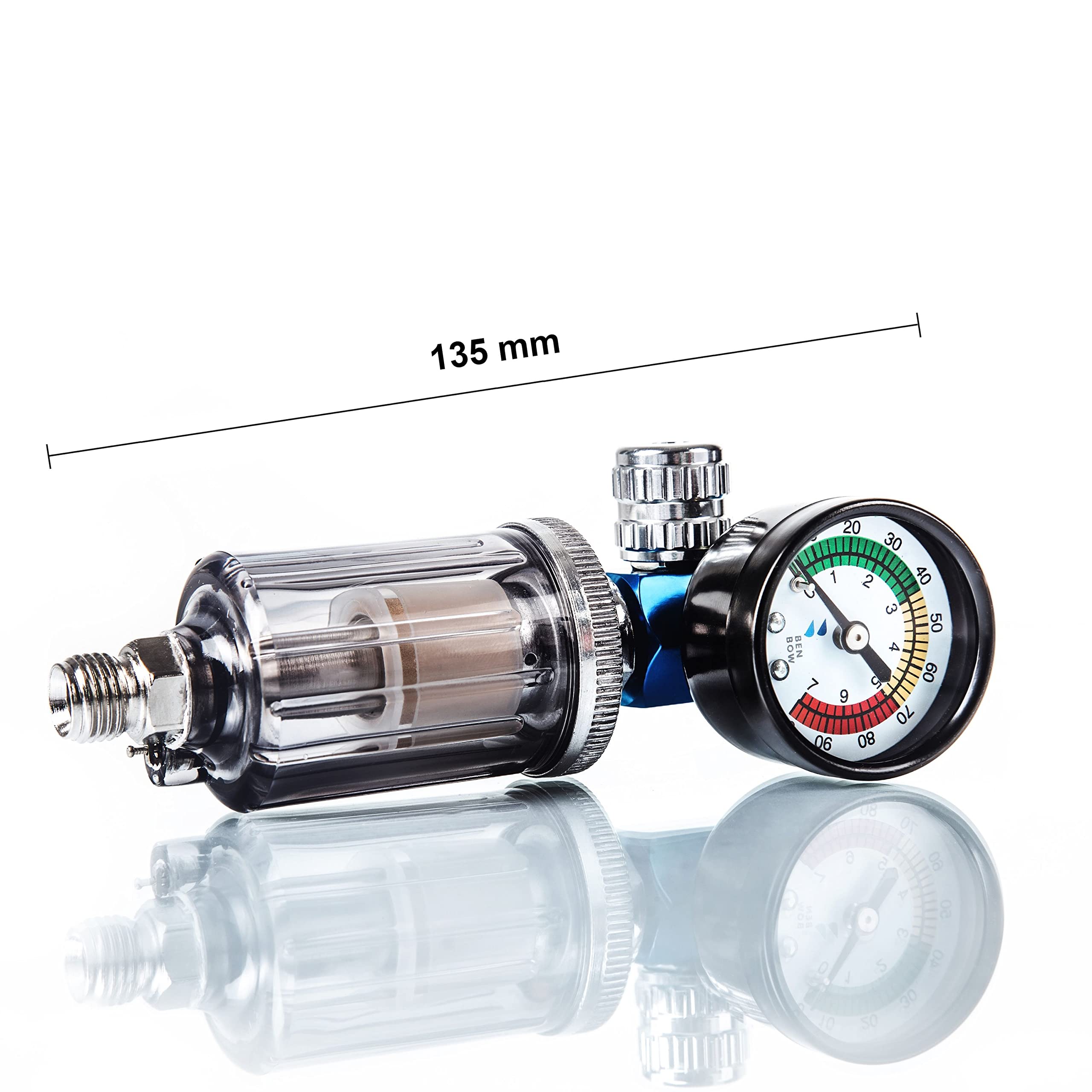 BenBow Druckluftregler mit Manometer und Wasserabscheider 1/4 Zoll Druckluft Filter