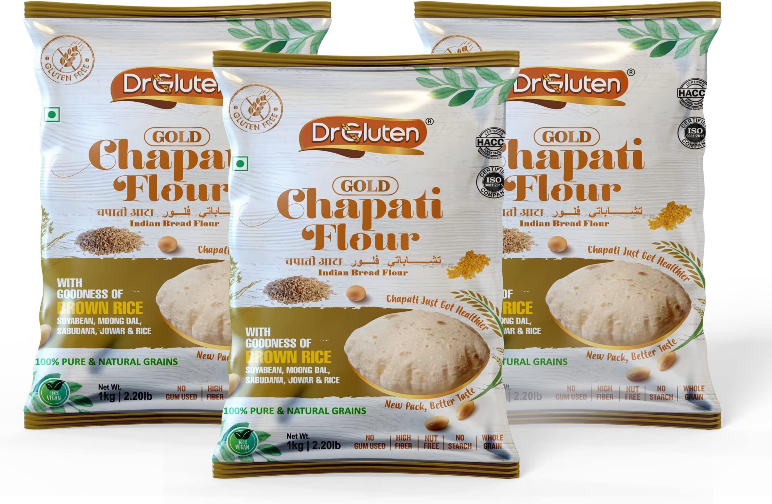 Multigrain Gold Chapati Flour with Millets & Brown Rice Pack of-3(1kg Each) | Gluten Free & Wheat Free Atta | Rich in Fibre,Nutrients & Antioxidant | Versatile for Healthier Baking,Cooking