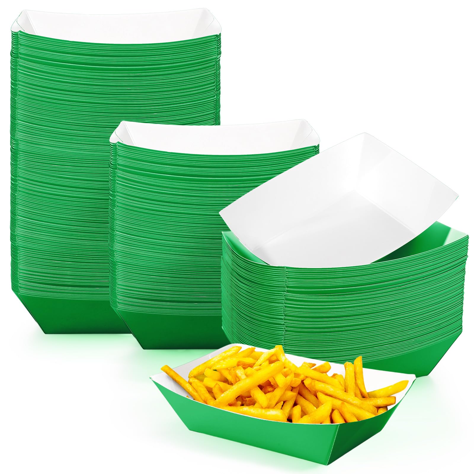 Yinkin 200 Pcs Paper Boat Disposable Graduation Food Trays Nacho Trays Kraft Paper Boats for Tacos Concession Party Supplies(2lb,Green)