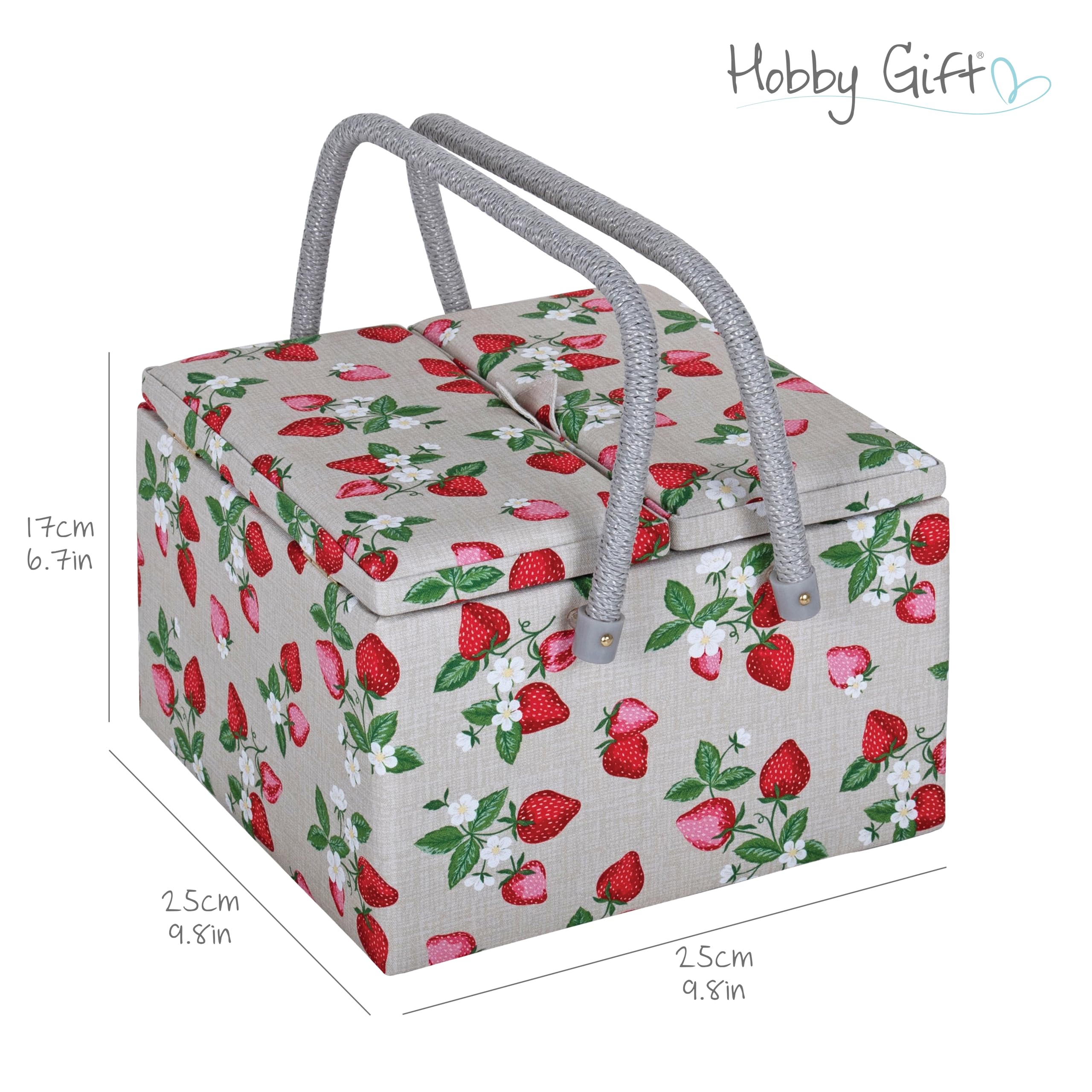 Hobby Gift Exclusive Large Twin Lid Sewing Craft Hobby Storage Box, Accessories Tray Pin Cushion Pockets PVC Handles - Image 3