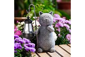 Solar Garden Statue Cat Figurine - A Beacon of Love for Mother's Day